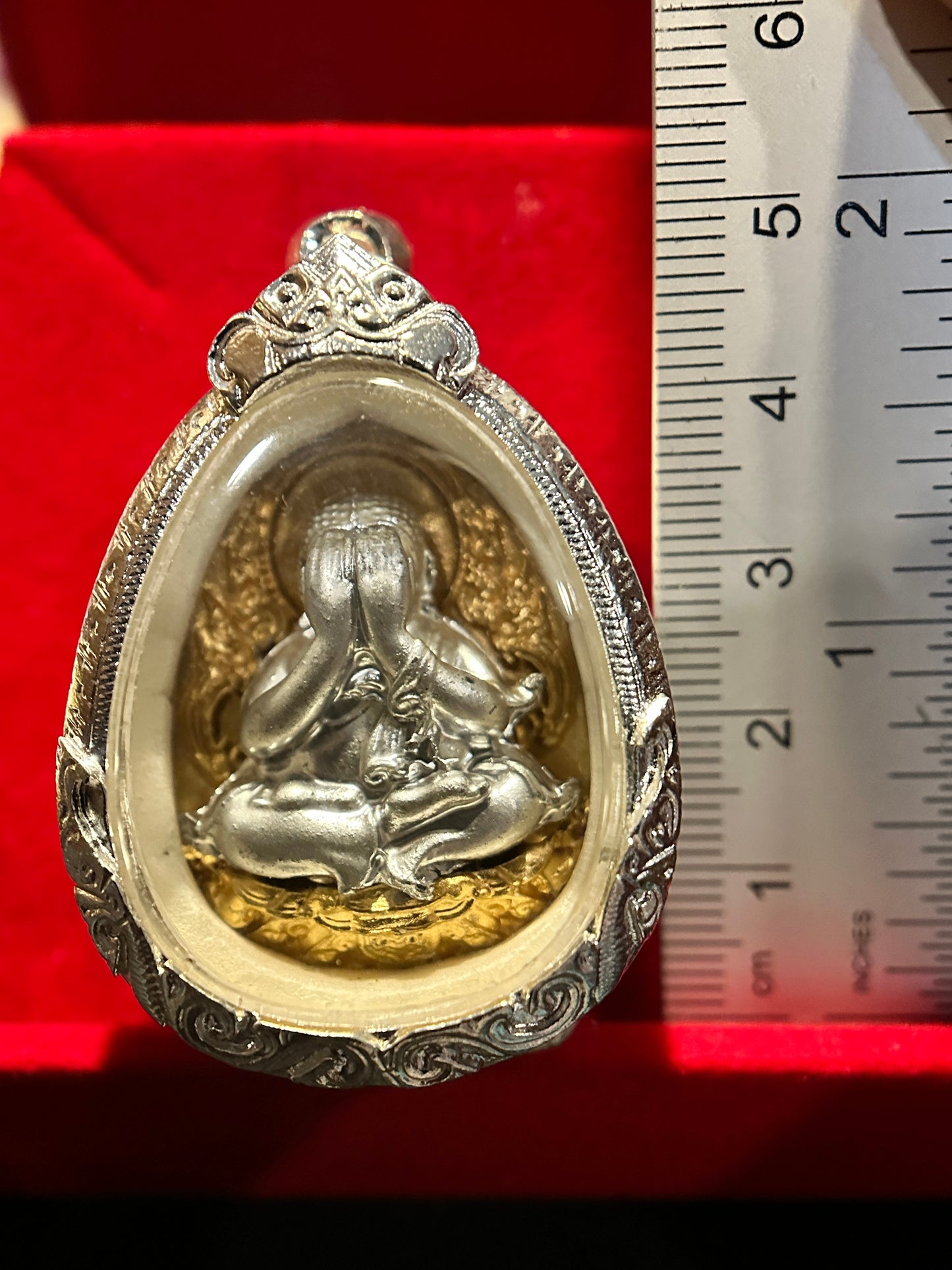 Phra Pidta Shadow Steel with Golden Yantra