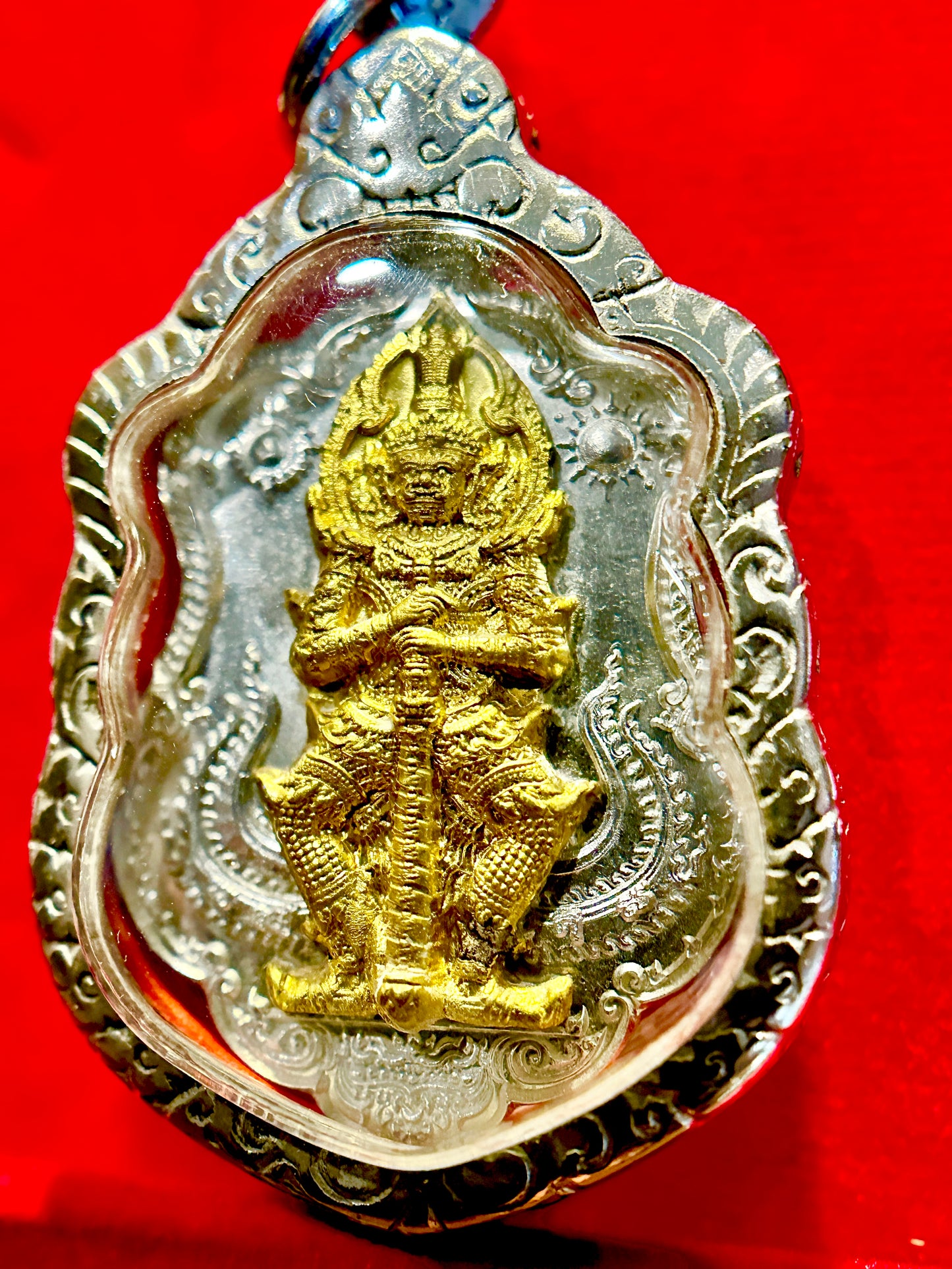 Tao Wessuwan & Rahu Silver-Gold Guardian Amulet