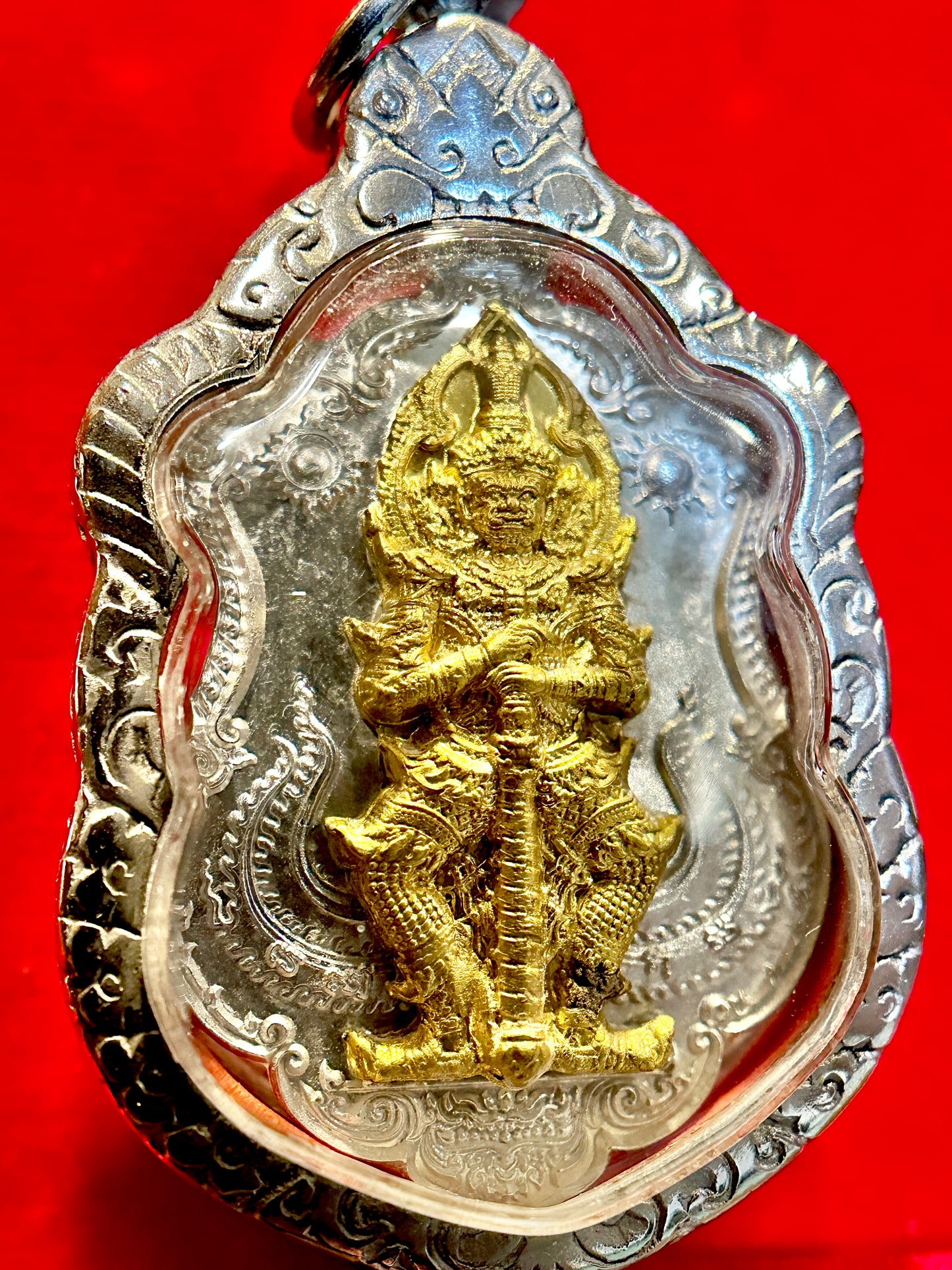 Tao Wessuwan & Rahu Silver-Gold Guardian Amulet