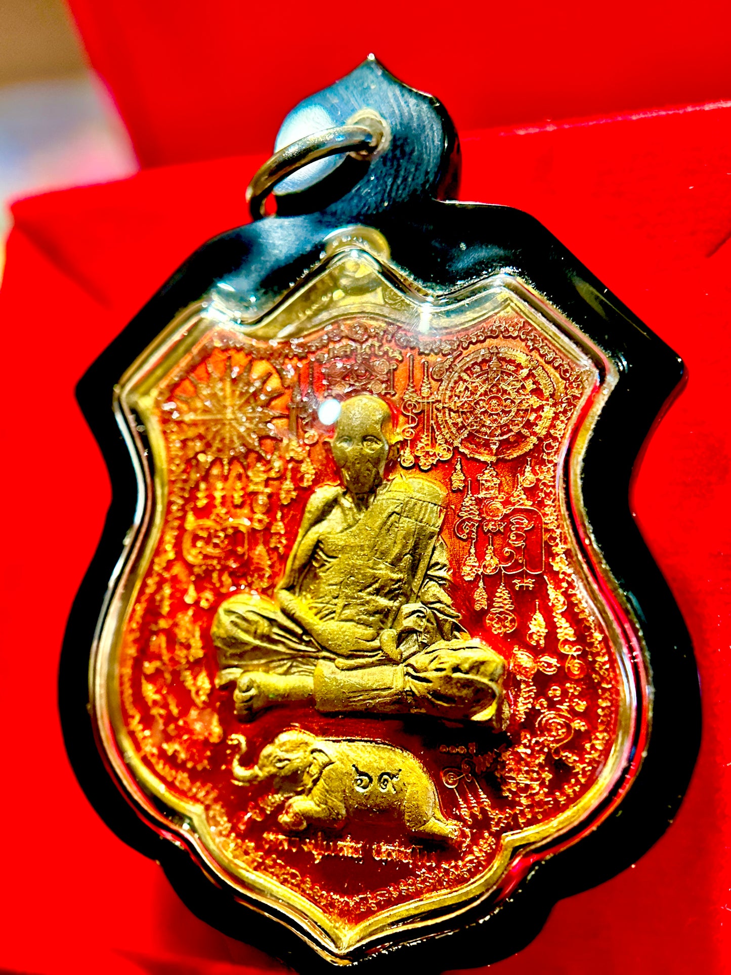 Sacred Elephant Amulet (Red-Gold)