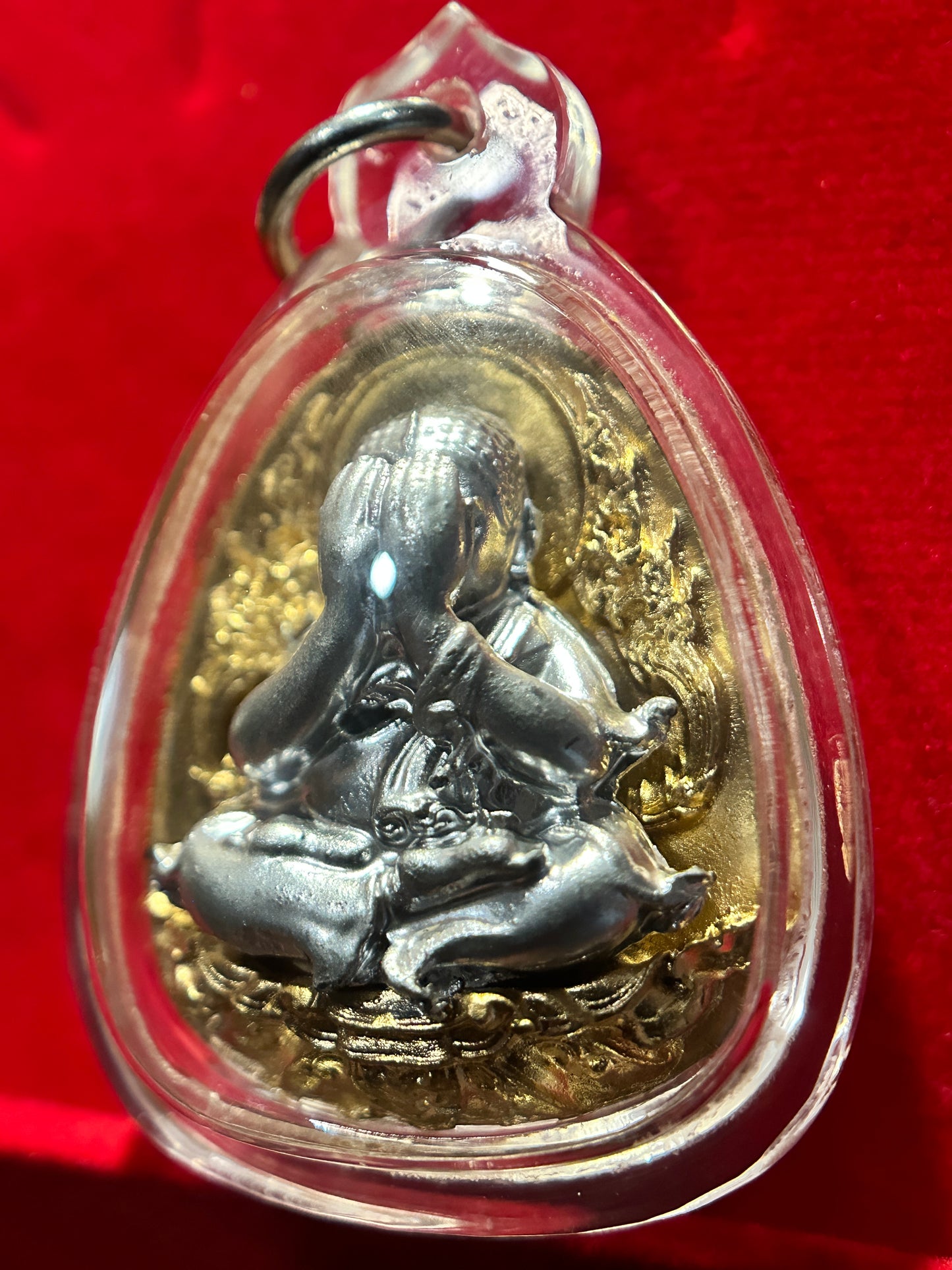 Phra Pidta Shadow Steel with Golden Yantra