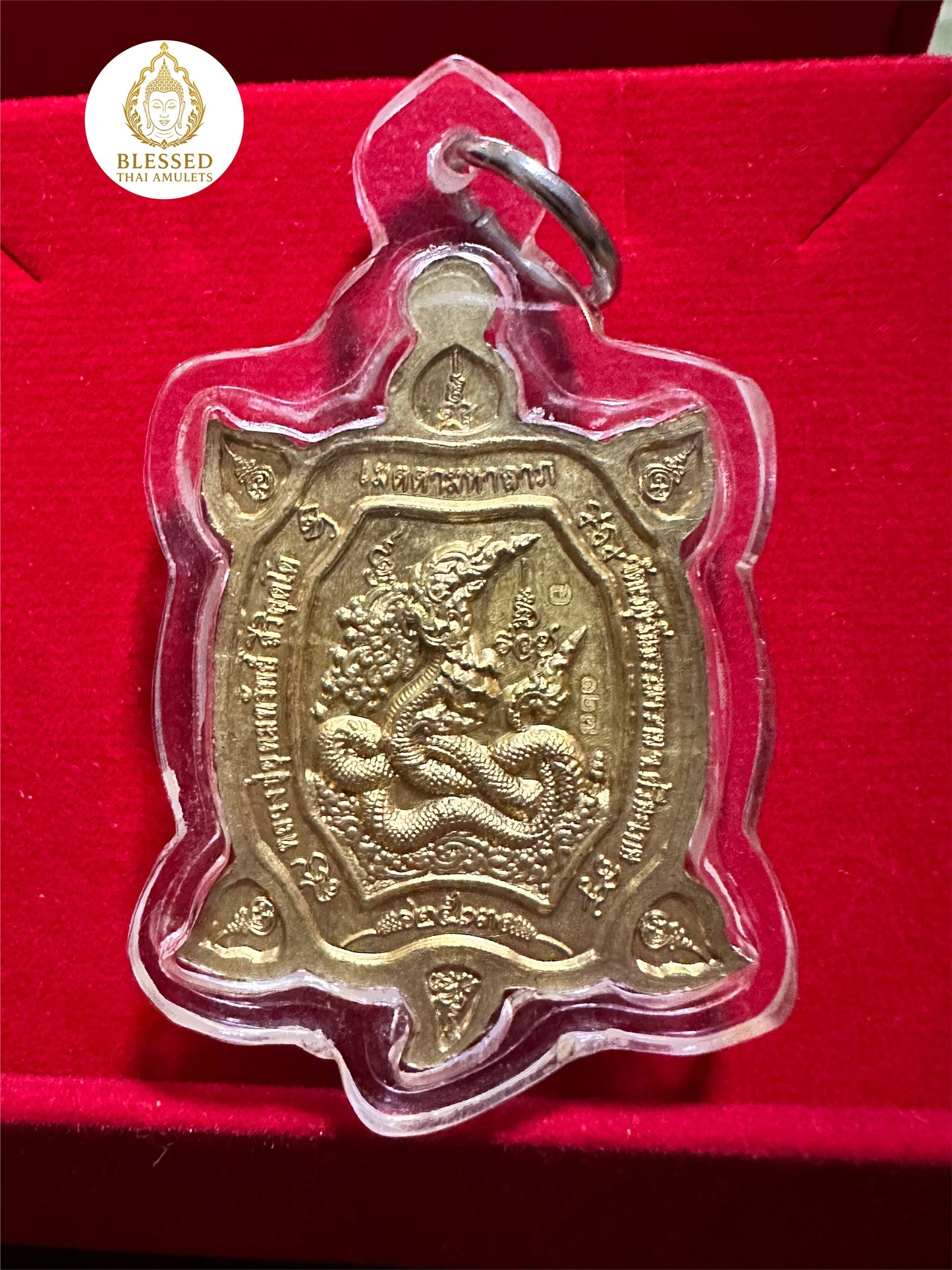 Luang Pu Udomsap Turtle Amulet (Red/Gold)