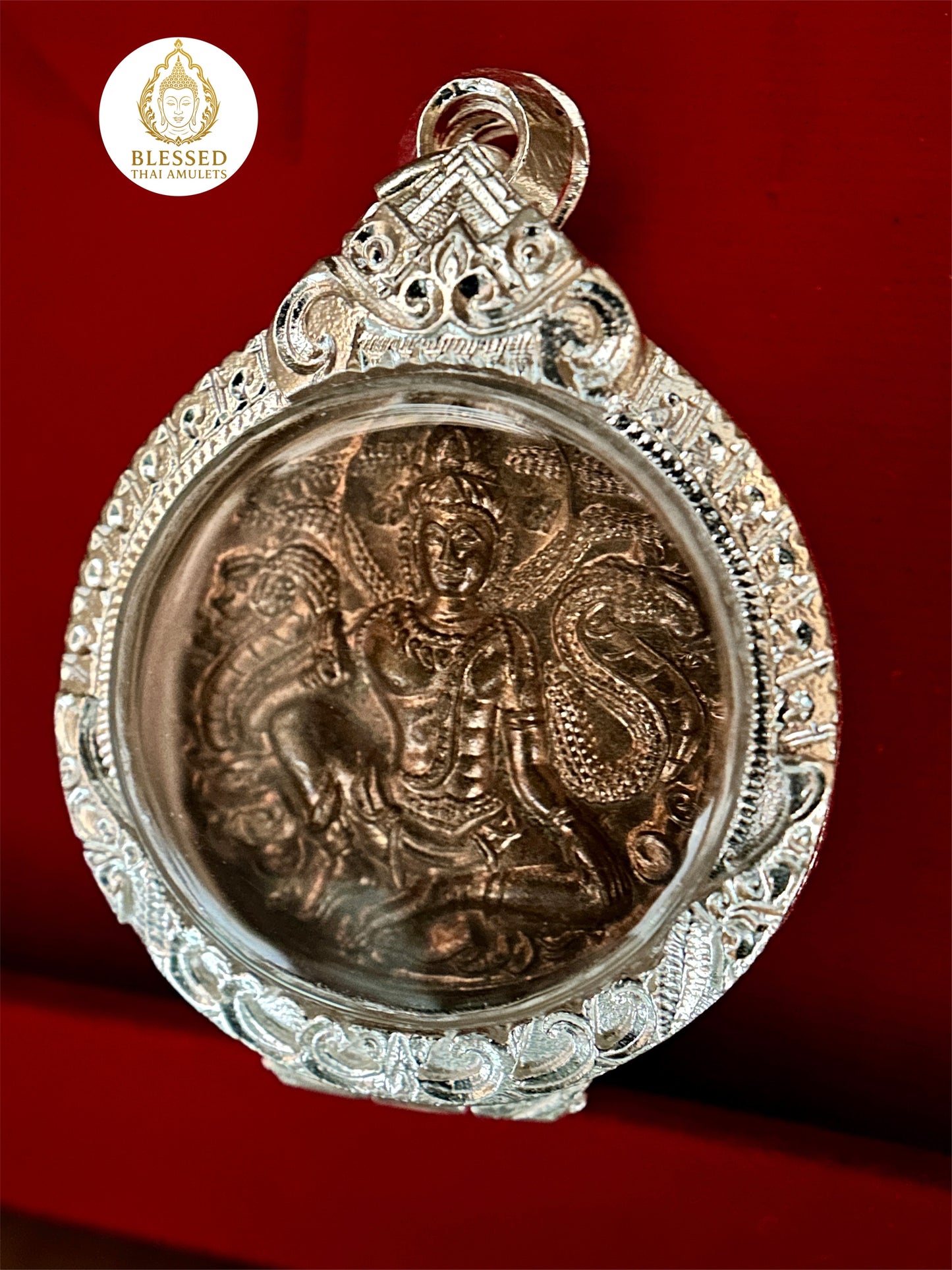 Naga-Protected Bodhisattva Amulet (Dark Bronze)