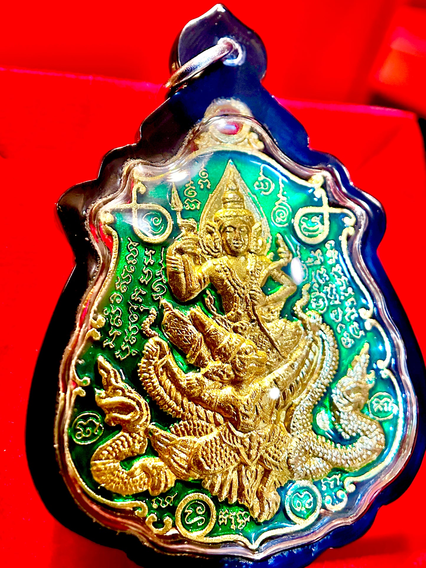 Vishnu & Garuda with Nagas (Green)