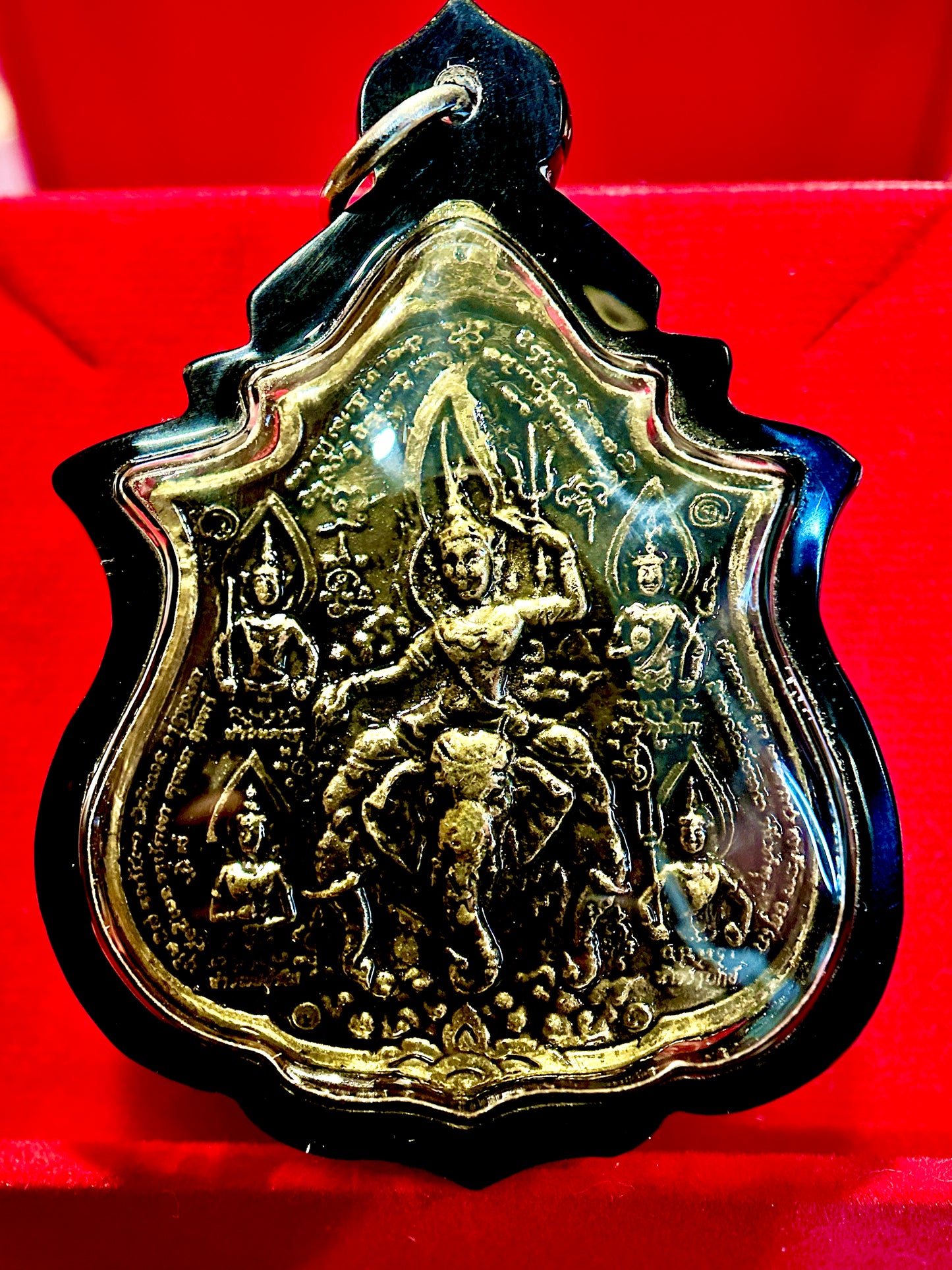 Phra Narai Riding Garuda & Erawan (Black/Gold)