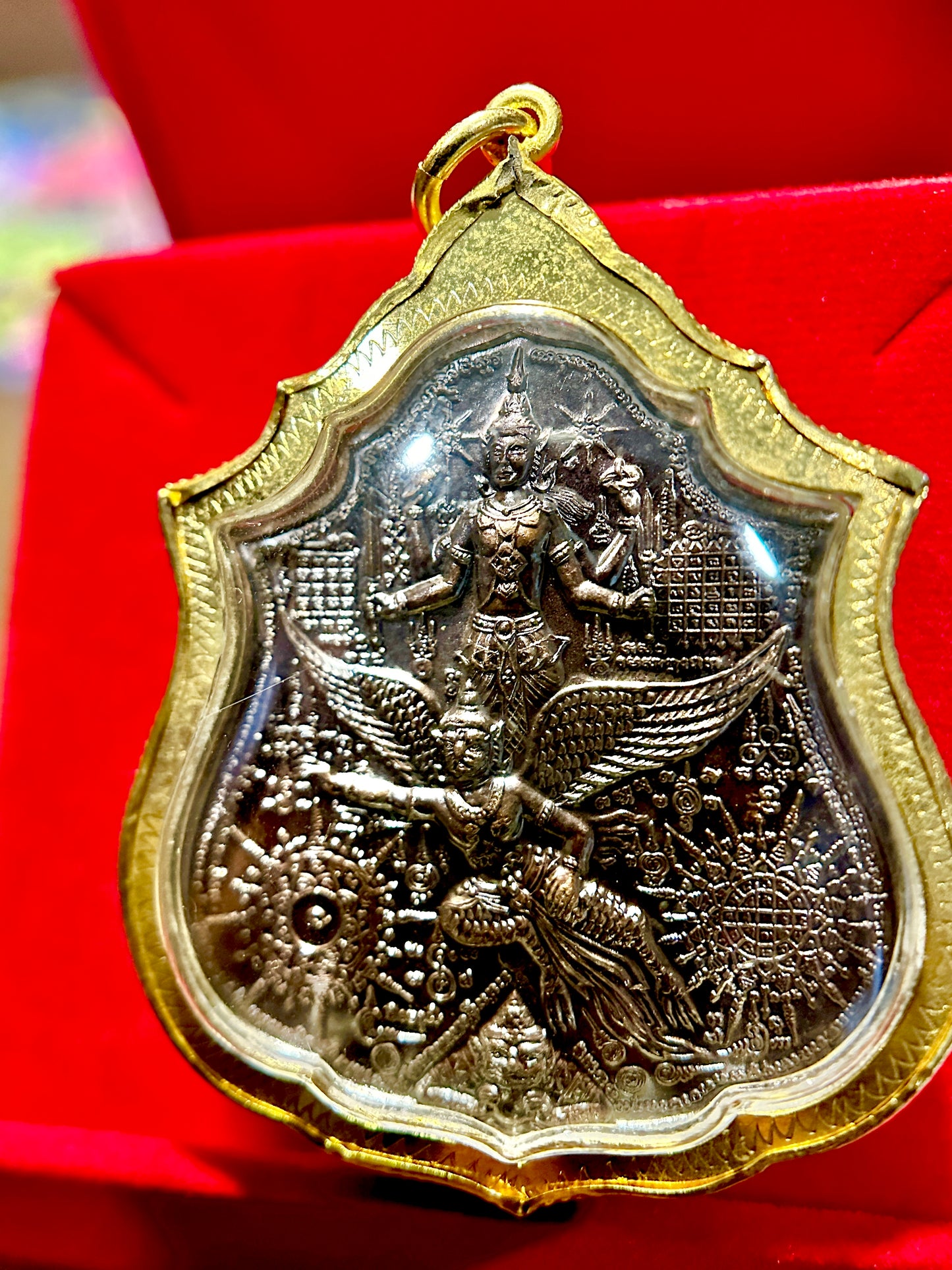 Phra Narai Riding Garuda & Erawan (Dark Steel)