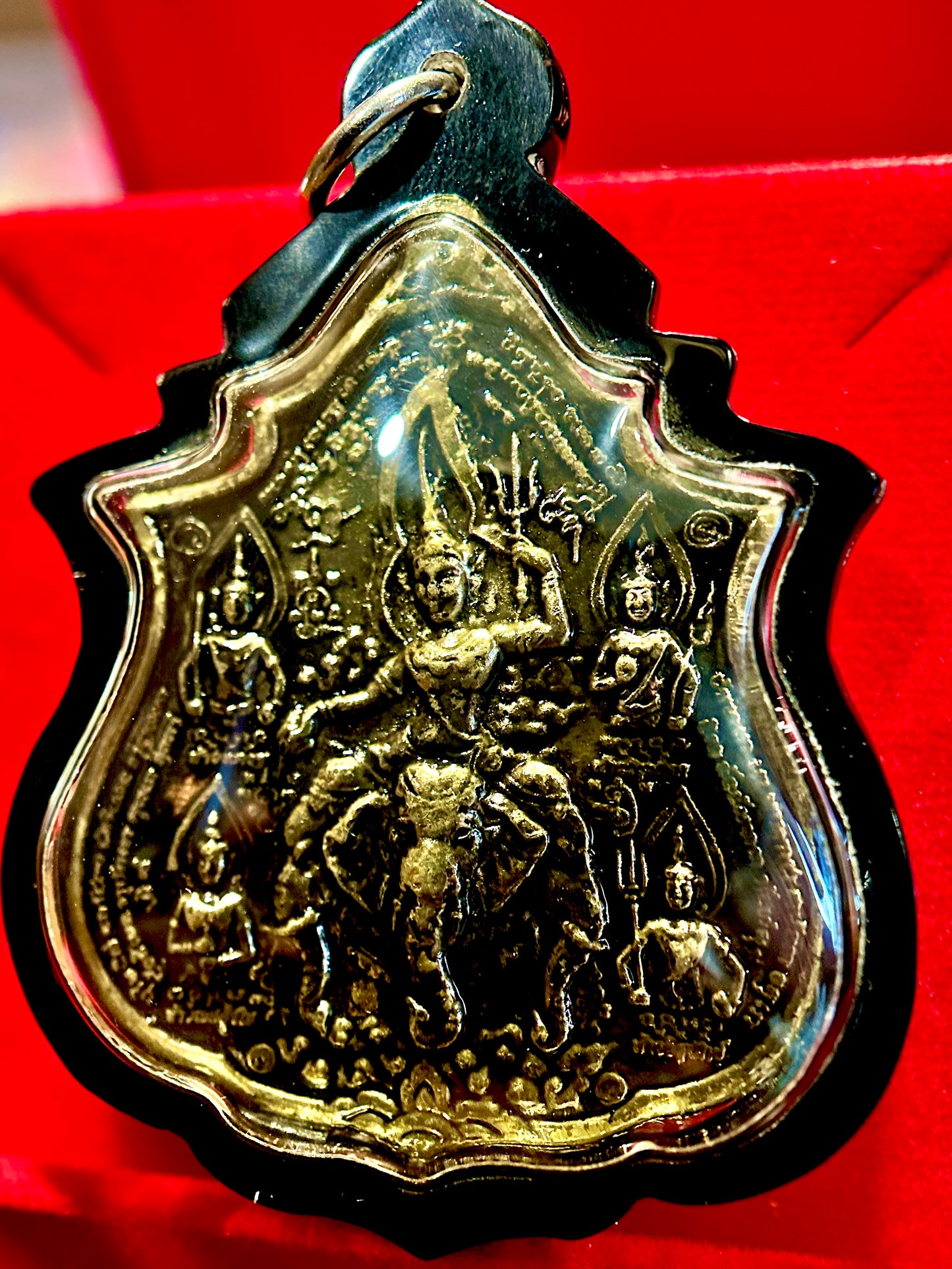 Phra Narai Riding Garuda & Erawan (Black/Gold)