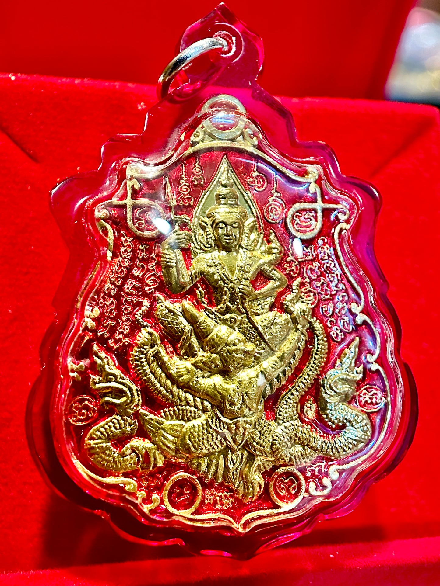 Vishnu & Garuda with Nagas (Red/Gold)