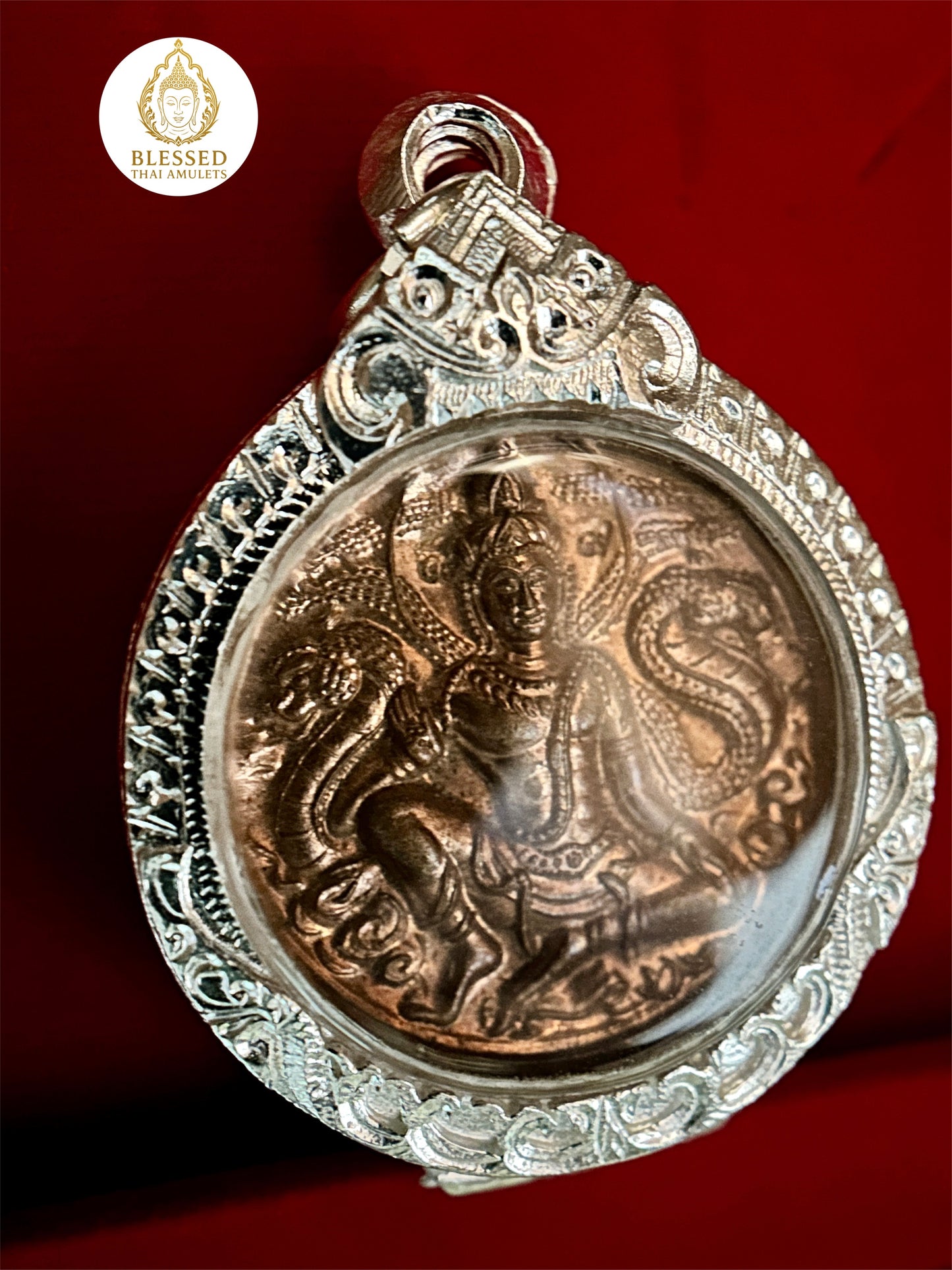 Naga-Protected Bodhisattva Amulet (Dark Bronze)
