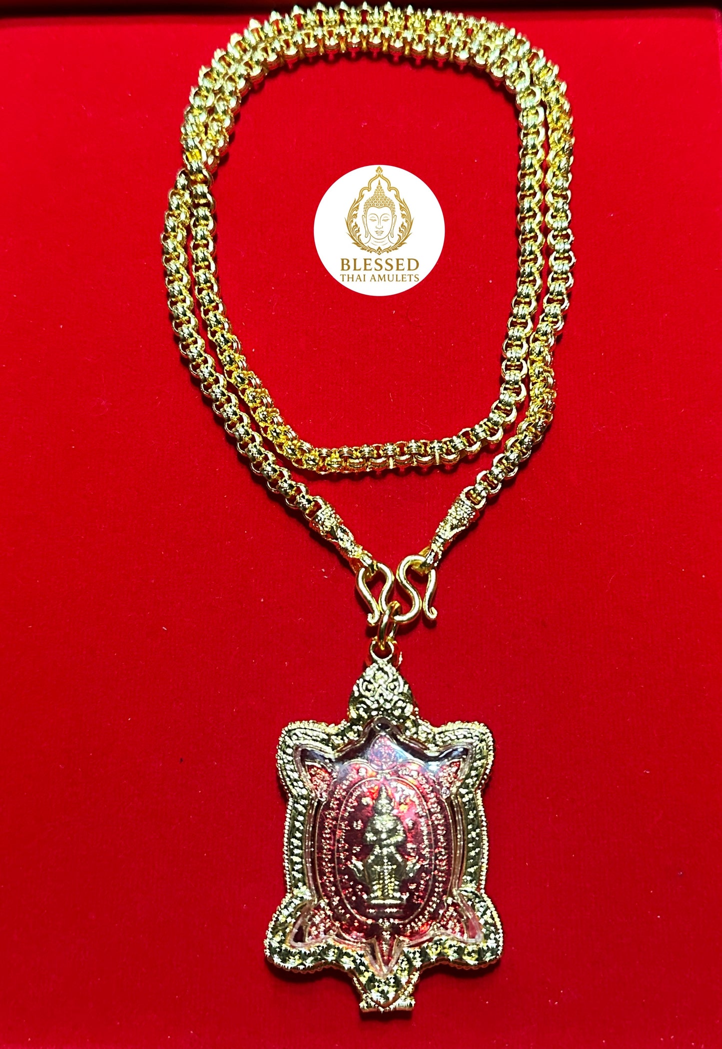 Turtle-Shaped Tao Wessuwan (Red/Gold)
