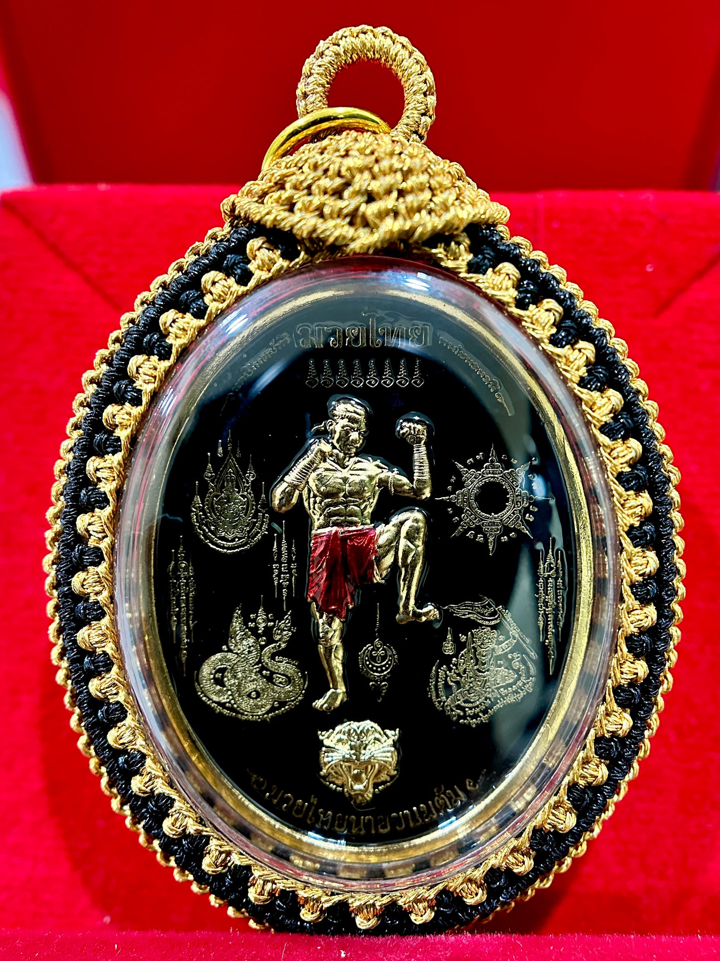 Nai Khanom Tom Signature Amulet (Black & Gold Woven Case)