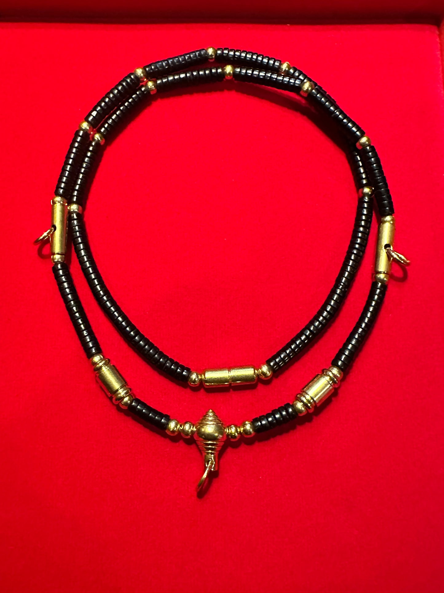 Protection 3-Amulet Necklace (Black & Gold)
