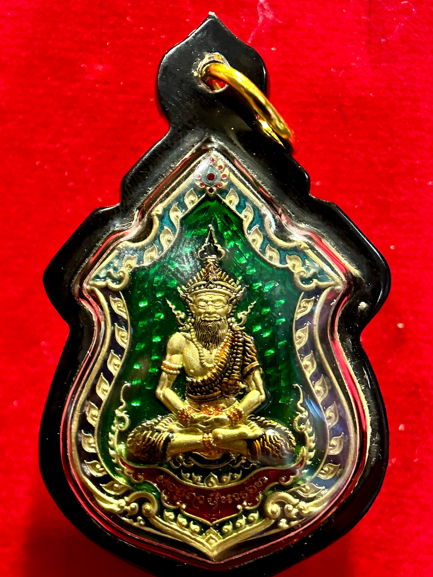 Lersi Ta Fai & Hanuman Riding Singha (Green & Gold)