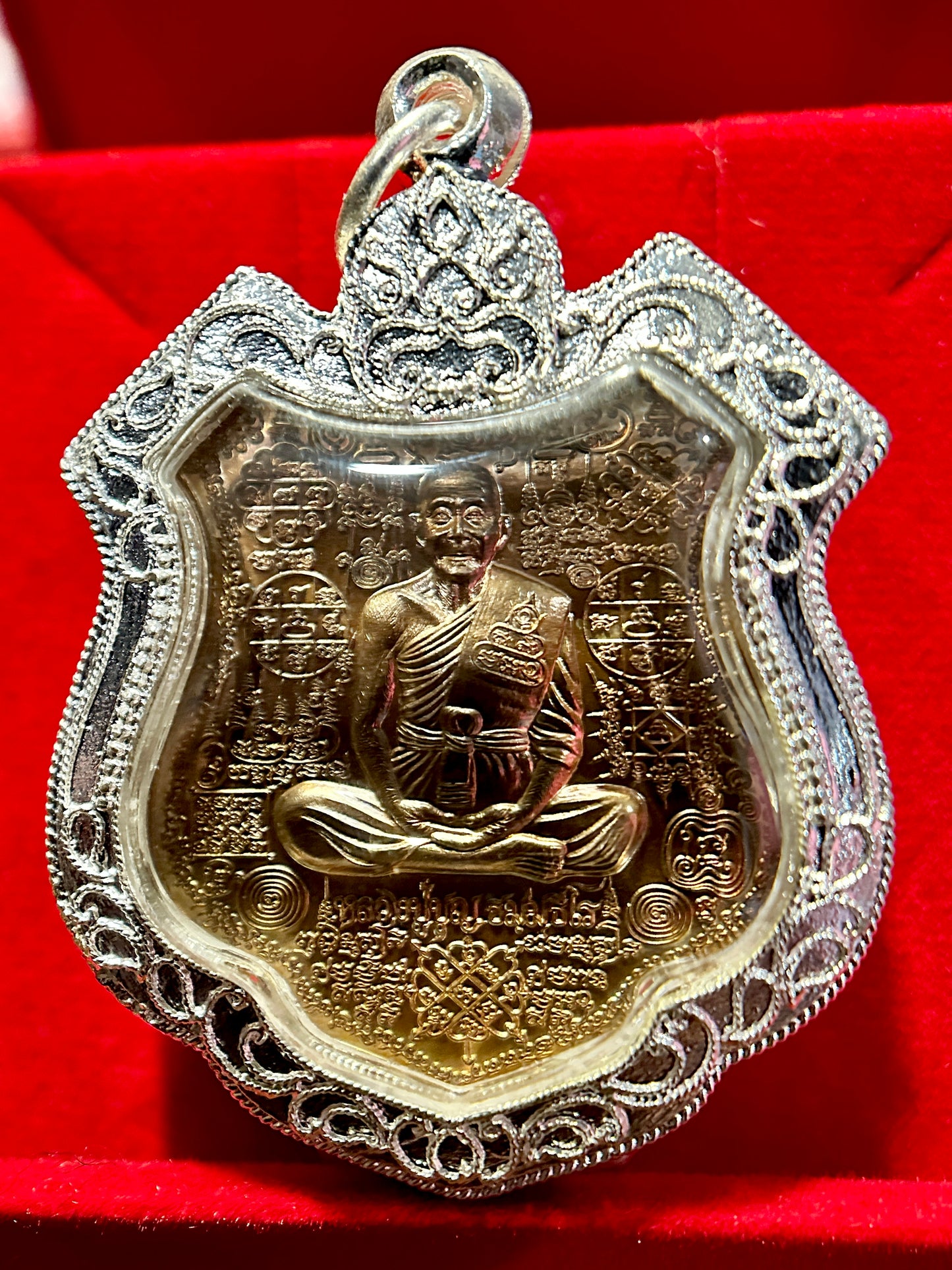 Bronze Monk & Four-Armed Hanuman Protection Amulet