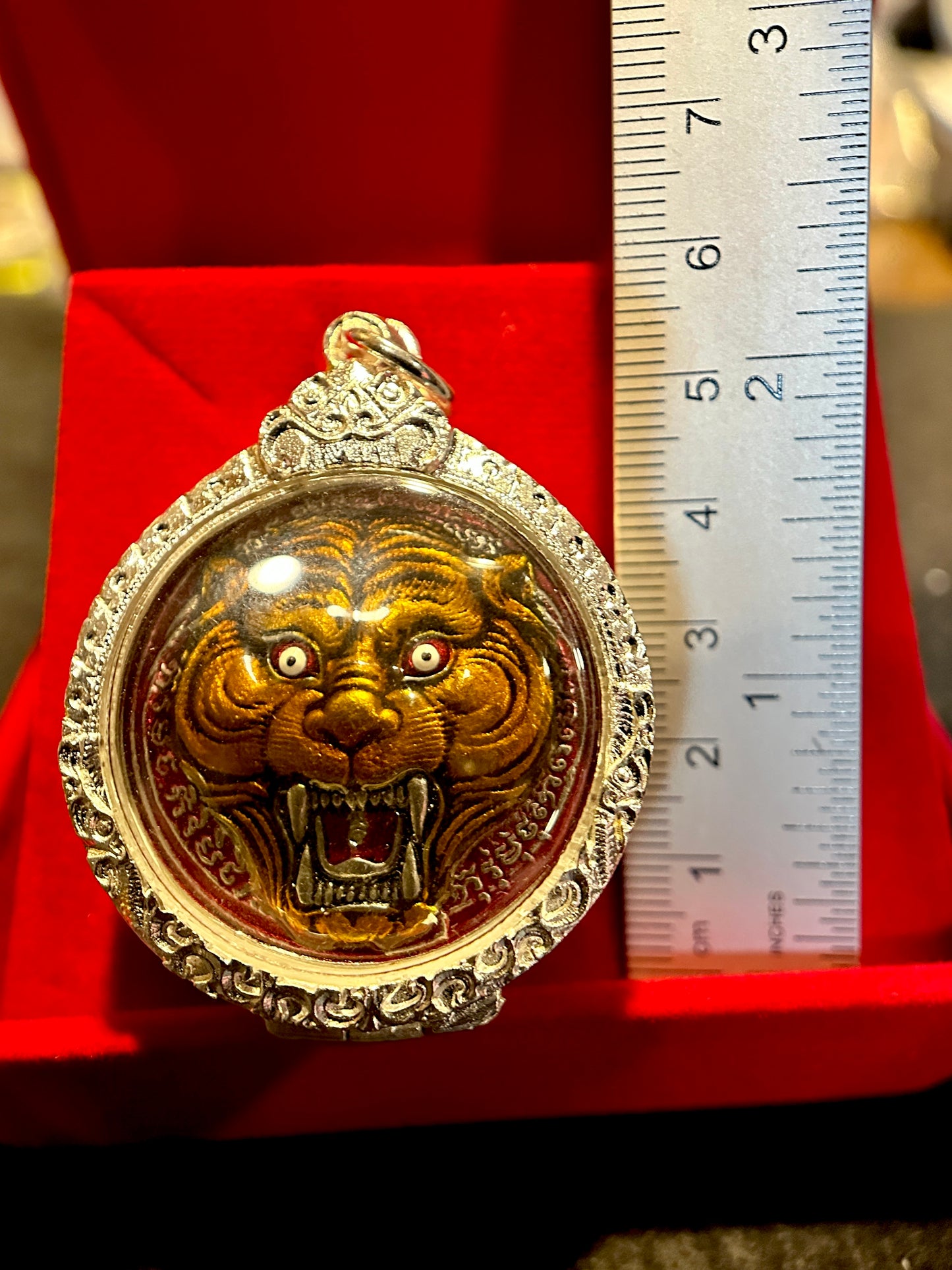 Tiger Spirit & Luang Po Suea Monk Blessing (Red)