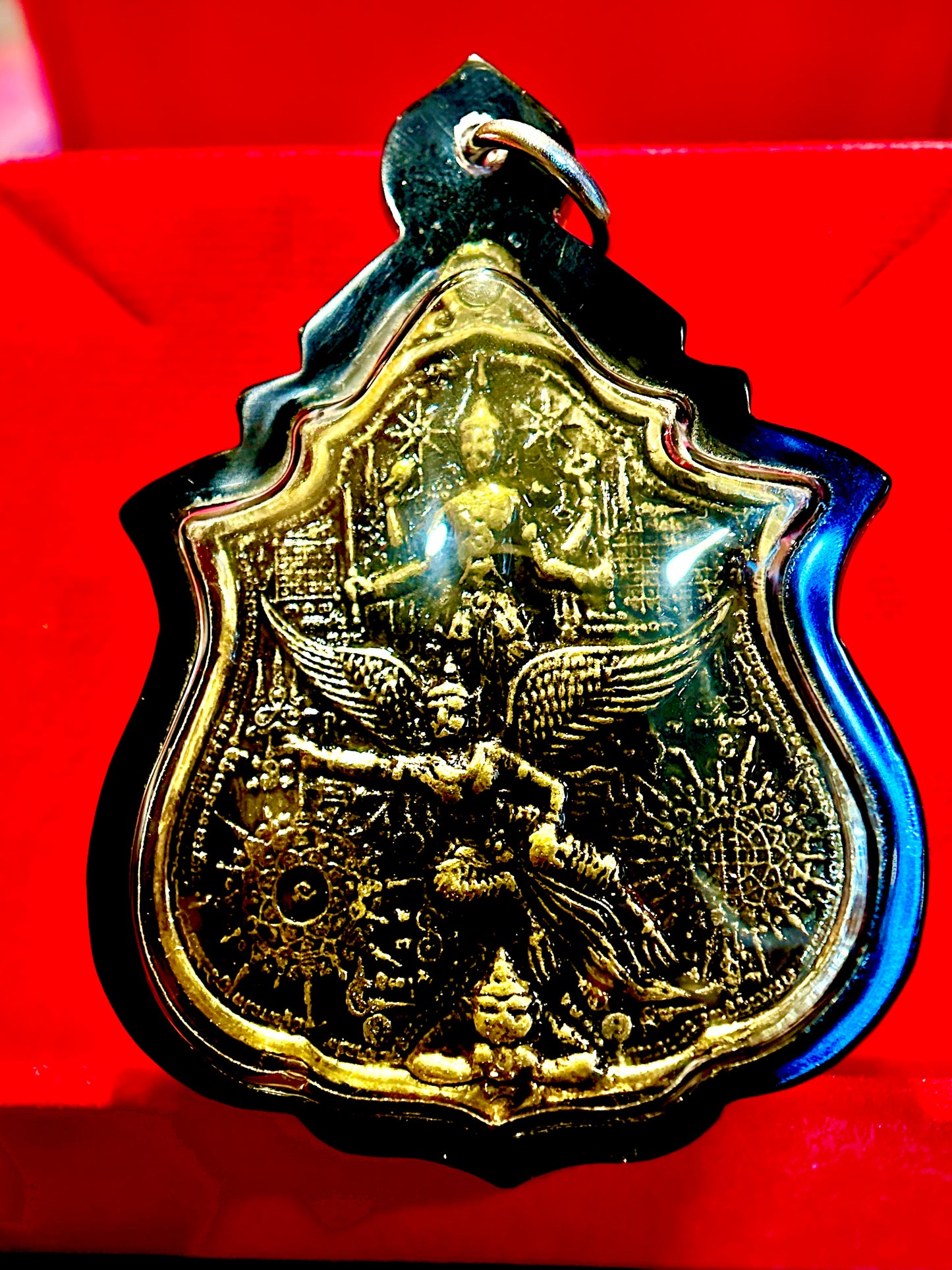 Phra Narai Riding Garuda & Erawan (Black/Gold)