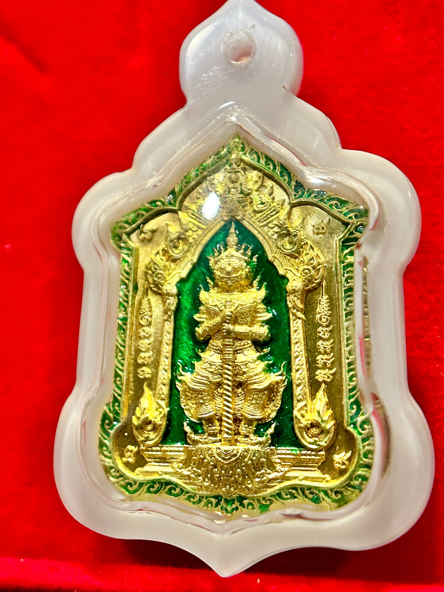 Divine Guardian & Monk Amulet (Green & Gold Edition – White Case)