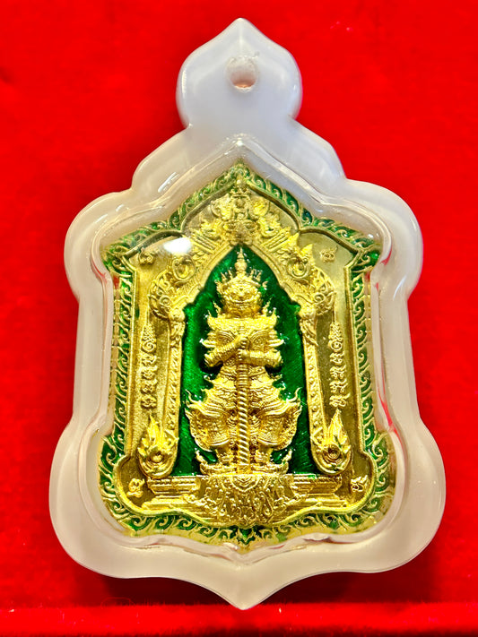 Divine Guardian & Monk Amulet (Green & Gold Edition – White Case)