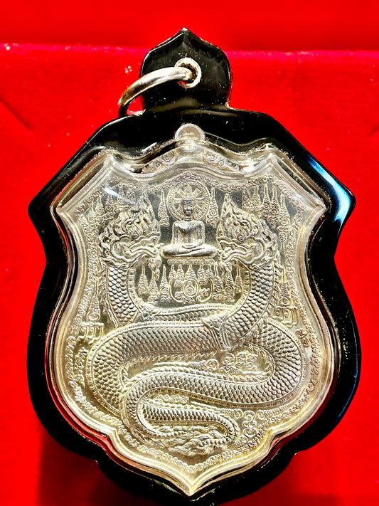 Twin Naga Enlightenment Amulet (Silver)
