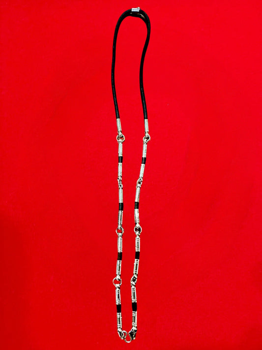 10-Amulet Rope Necklace (Silver & Black Design)