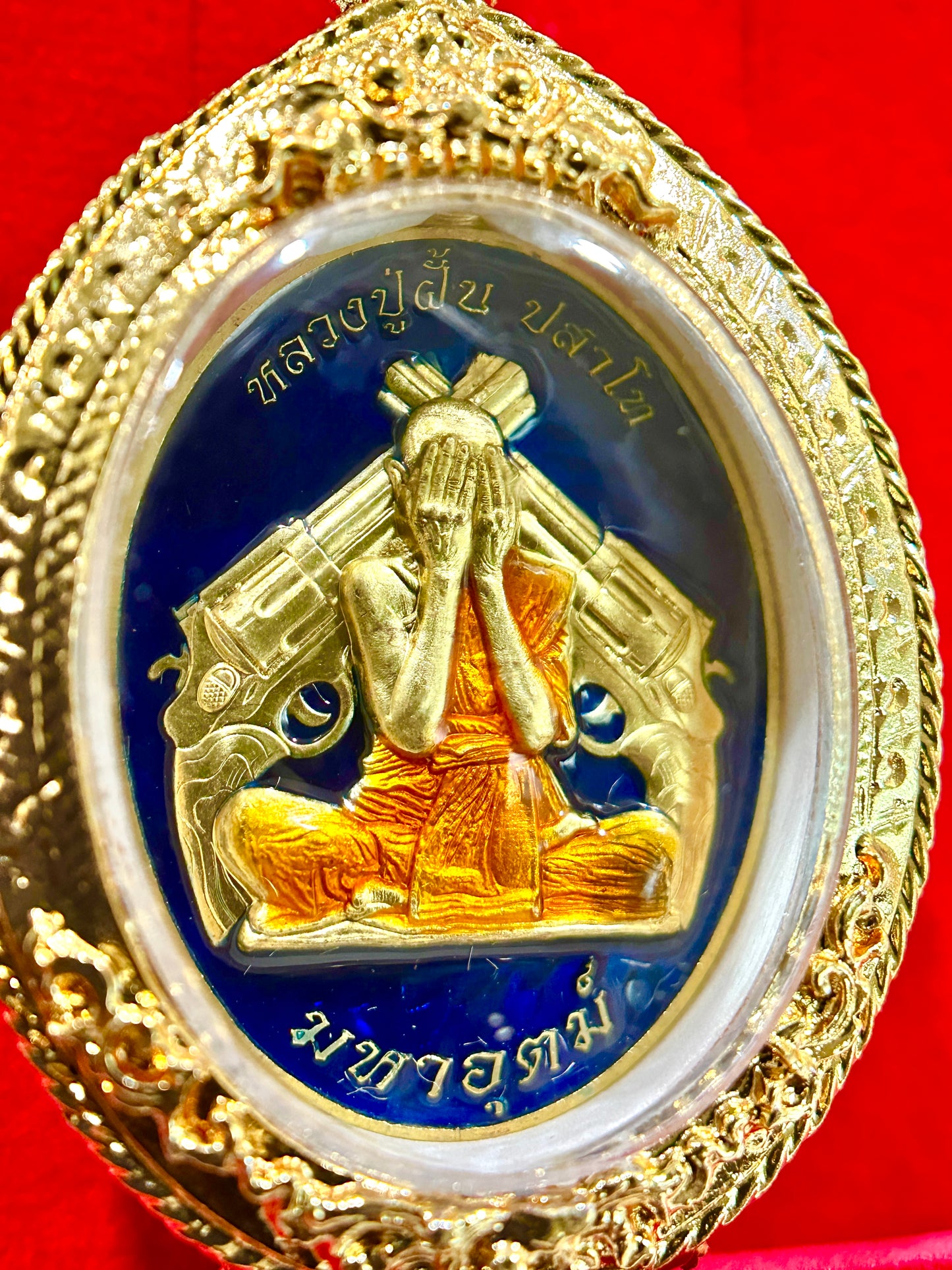 Luang Pu Fan Maha Udom – Sacred Protection (Blue & Gold)