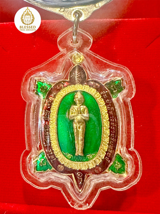 Standing Buddha & Wealth Bag Turtle (Tricolor)