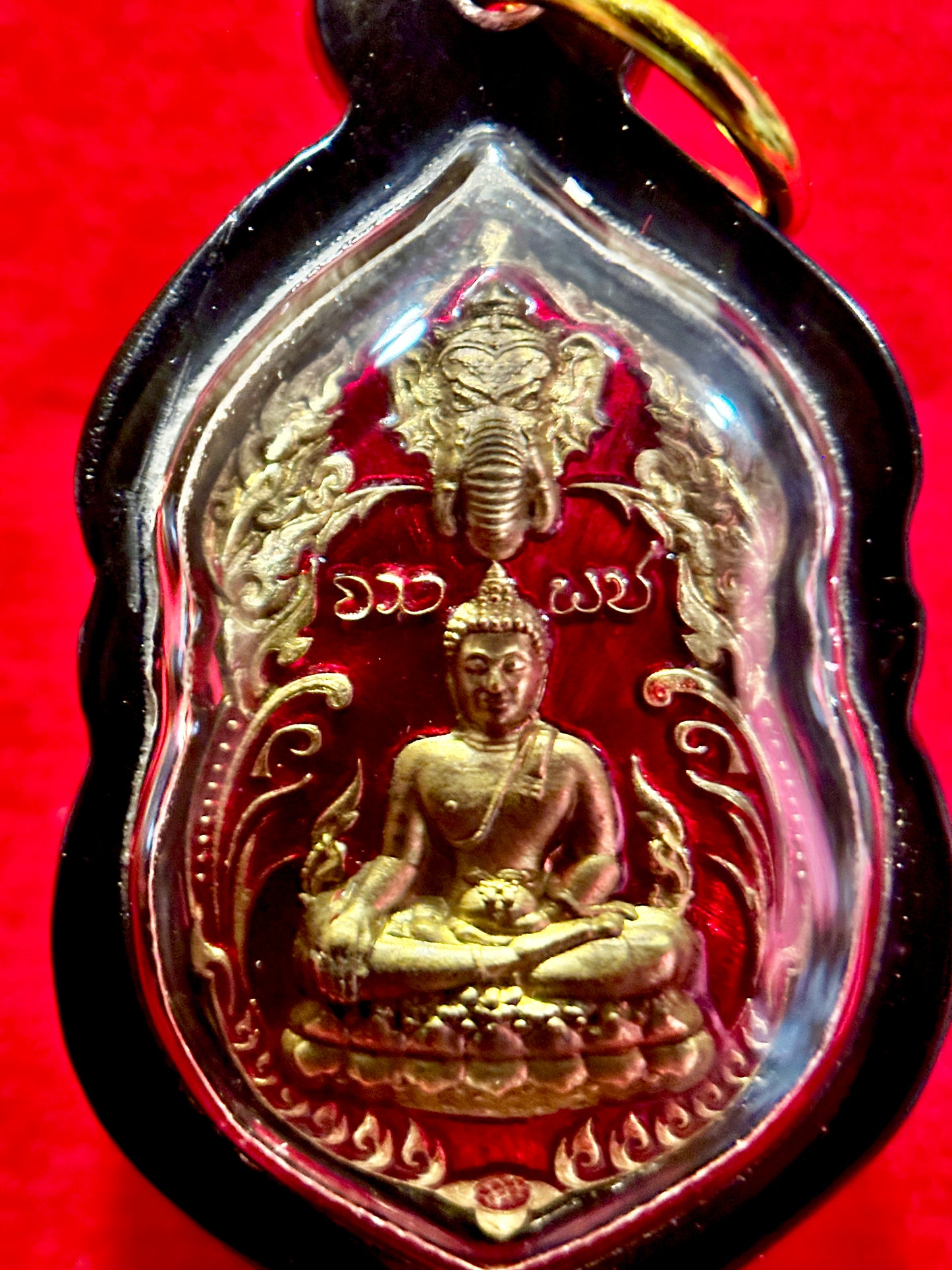 Seated Buddha Serenity Amulet (Red)