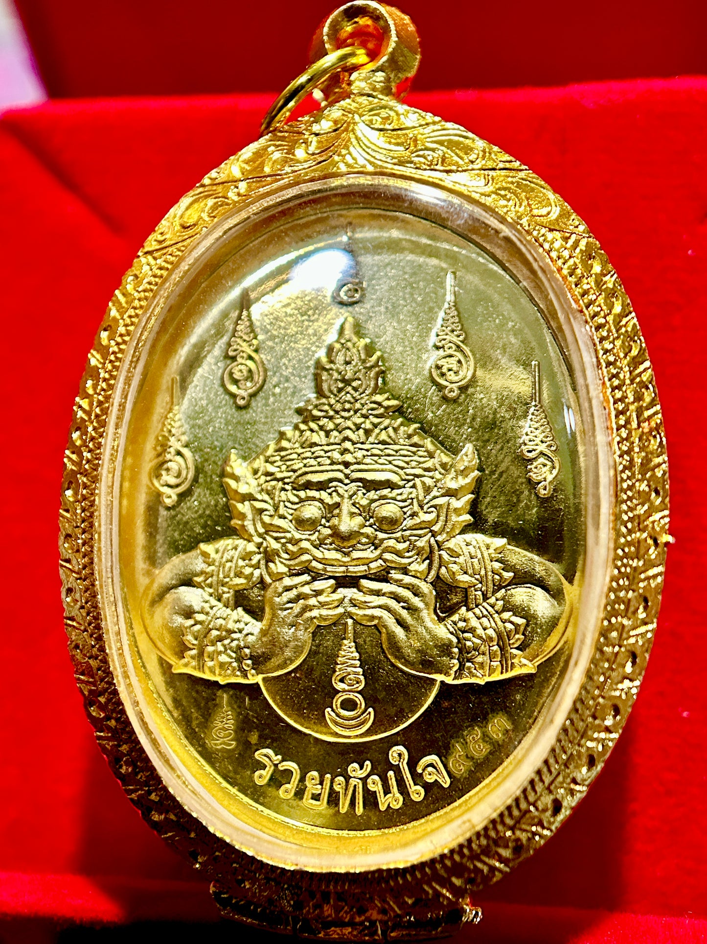 Phra Narai & Garuda with Rahu – Wealth & Protection Amulet (Whire & Gold)