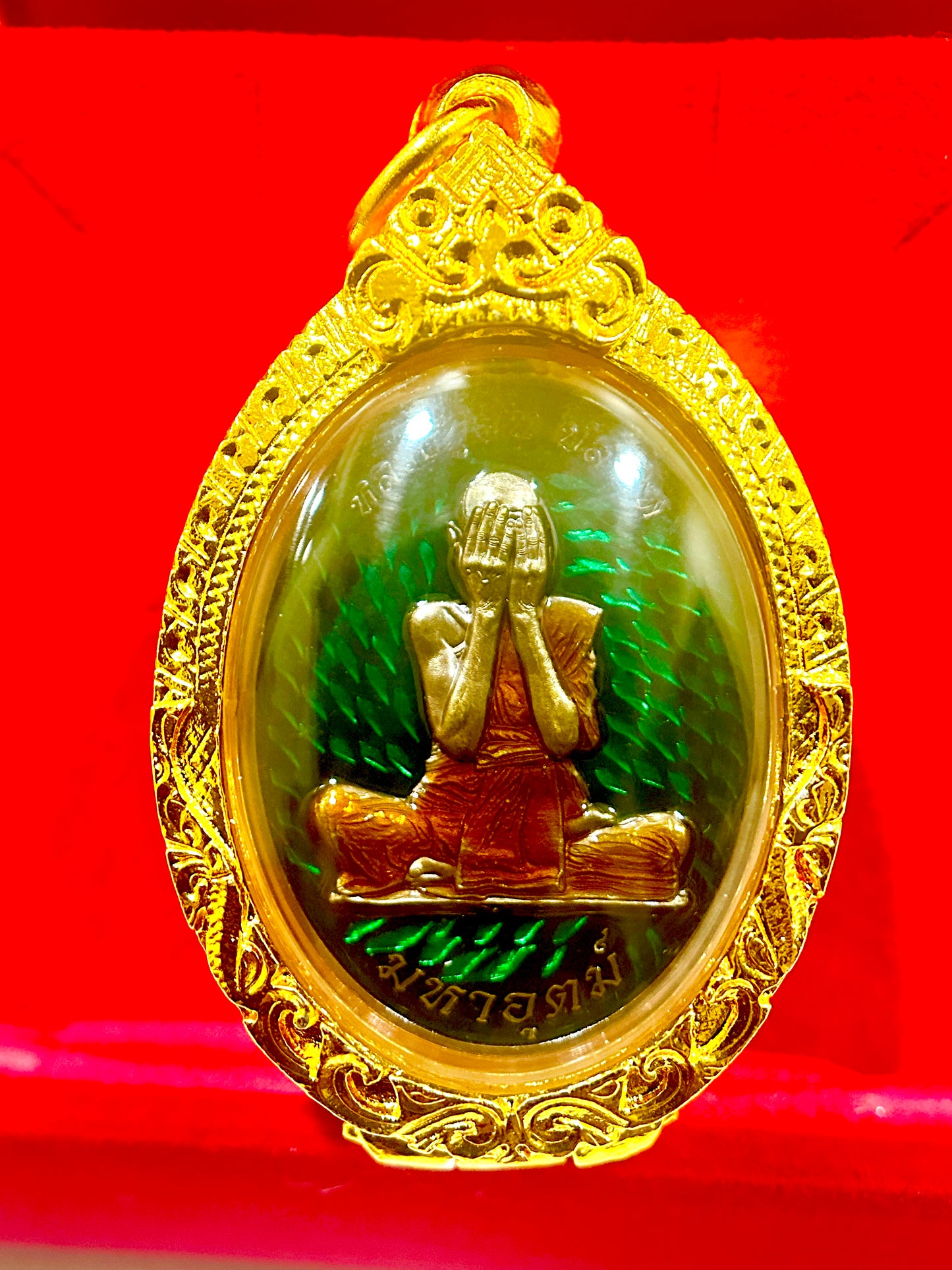 Luang Pu Fan Maha Udom – Sacred Protection (Green & Gold)