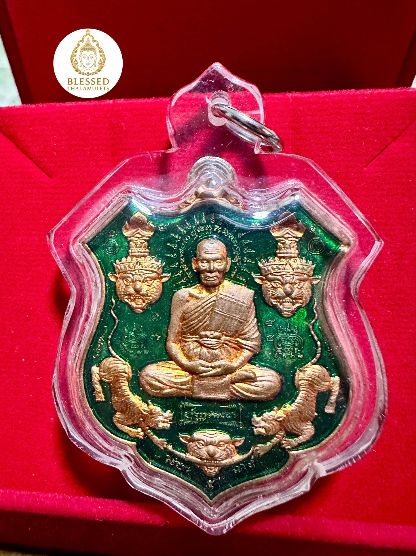 Luang Phor Phat & Tiger-Headed Lersi (Green)