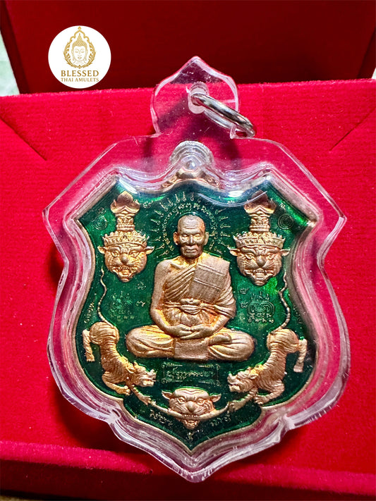 Luang Phor Phat & Tiger-Headed Lersi (Green)
