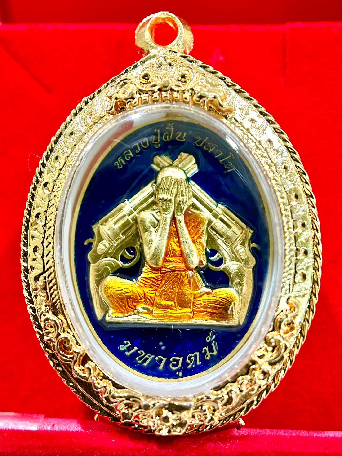 Luang Pu Fan Maha Udom – Sacred Protection (Blue & Gold)
