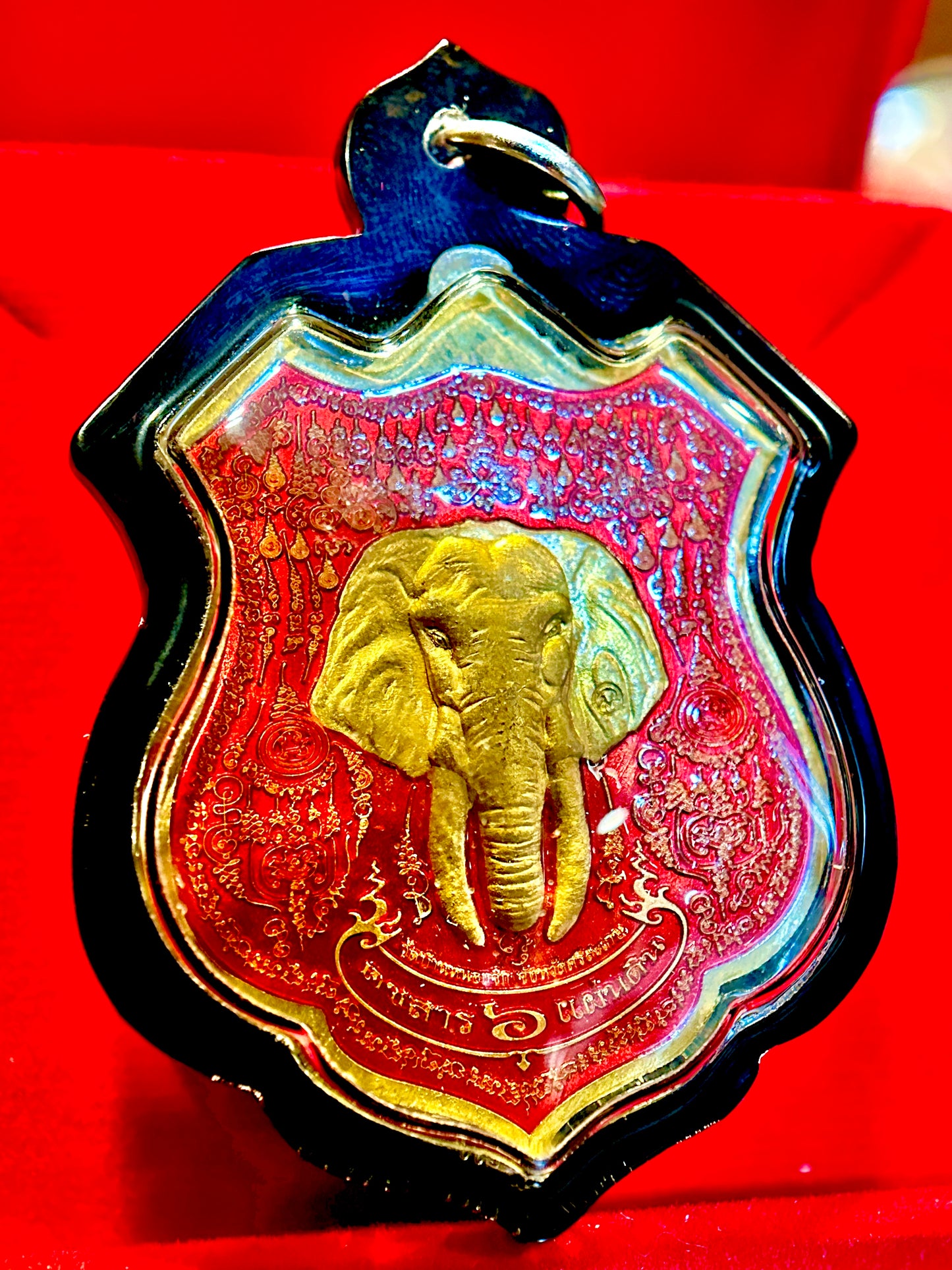 Sacred Elephant Amulet (Red-Gold)