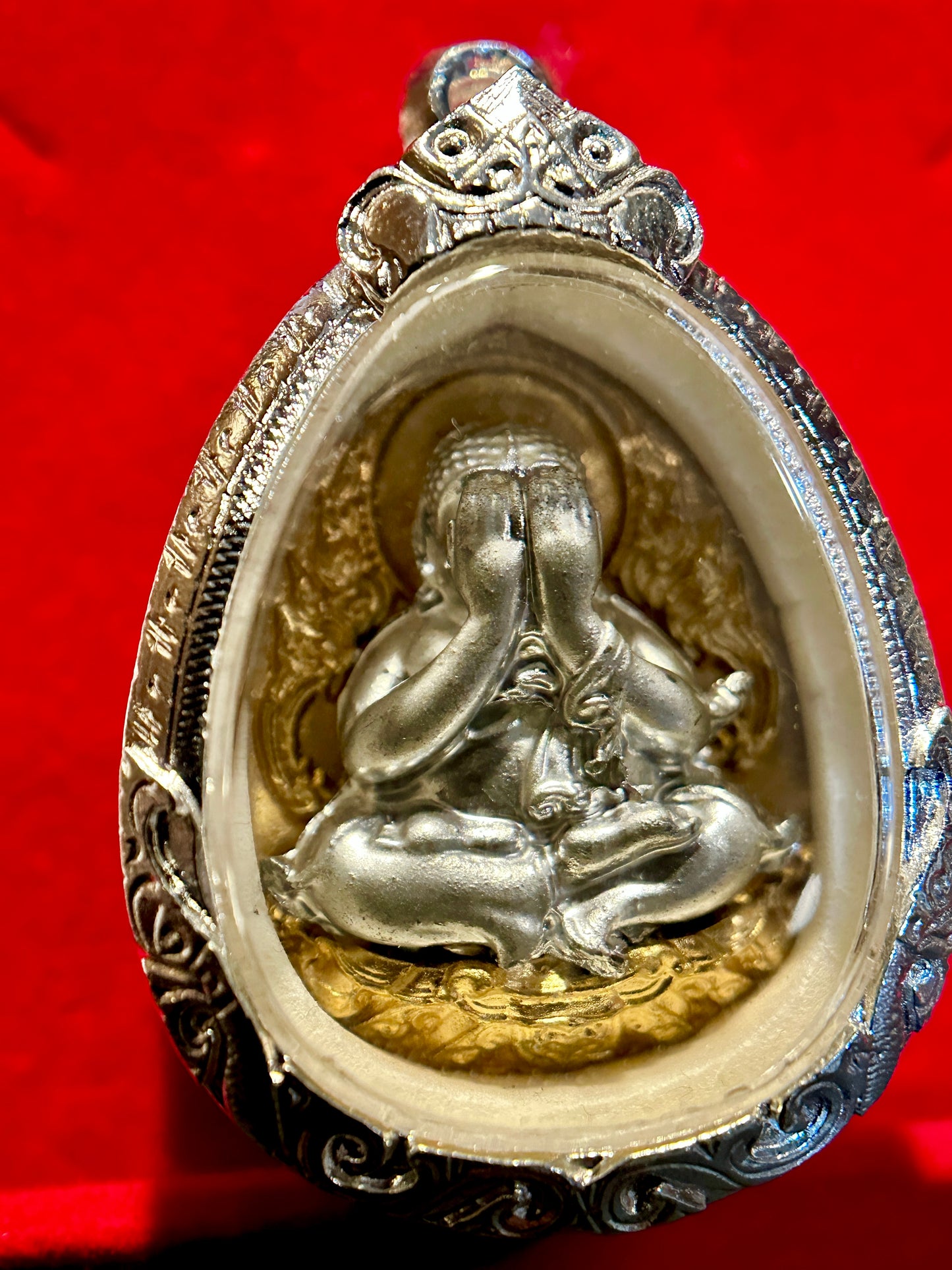 Phra Pidta Shadow Steel with Golden Yantra