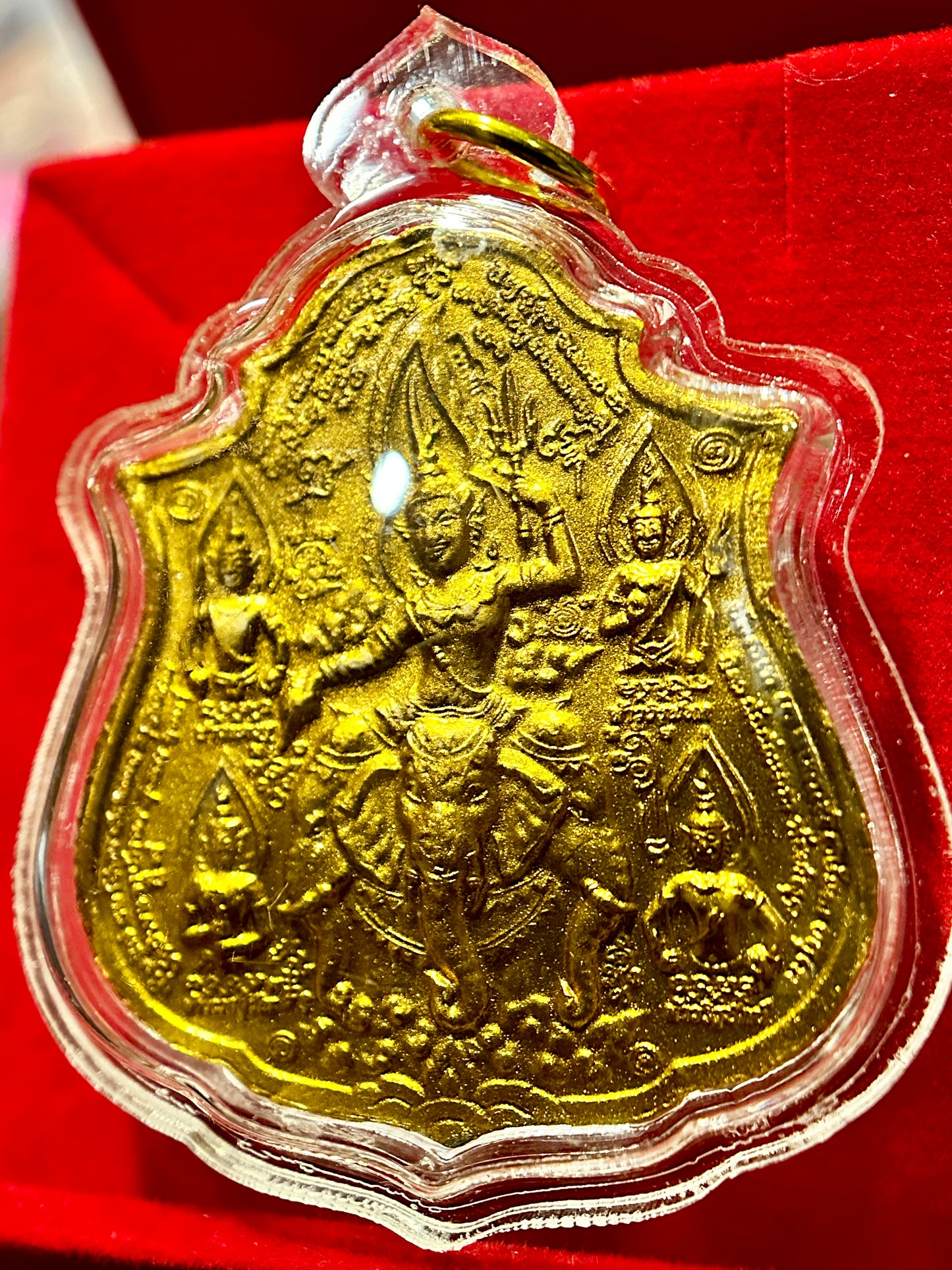 Phra Narai Riding Garuda & Erawan (White/Gold)