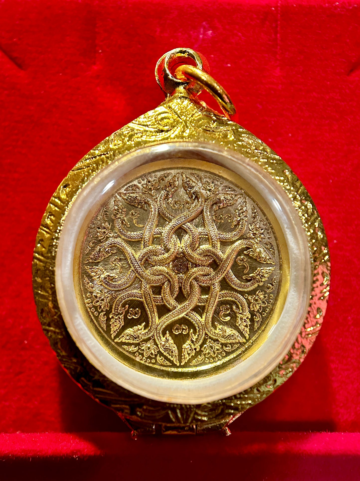 Buddha & Entwined Naga Guardian Amulet (Wat Phra Singh, Chiang Mai)