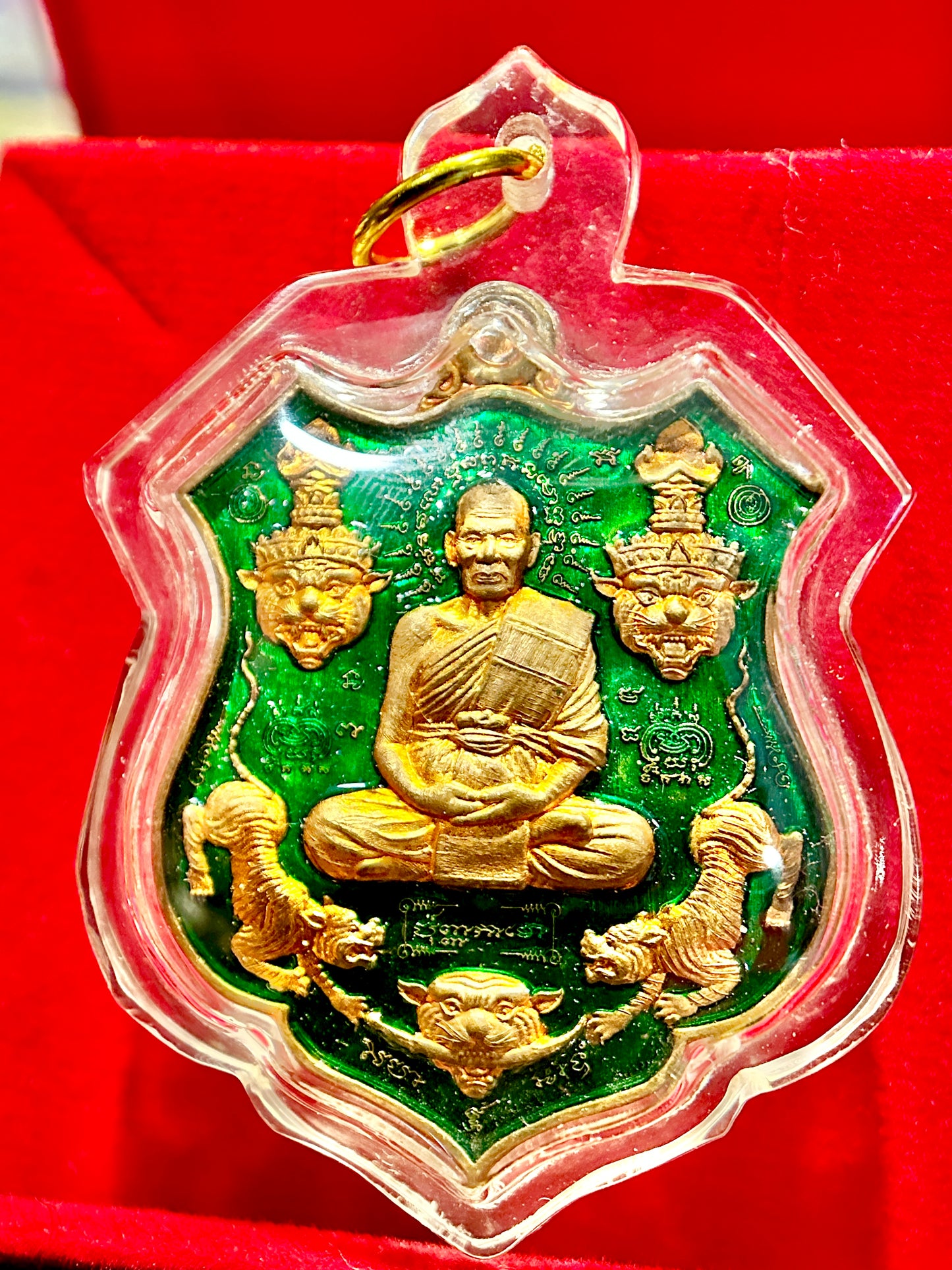 Luang Phor Phat & Tiger-Headed Lersi (Green)