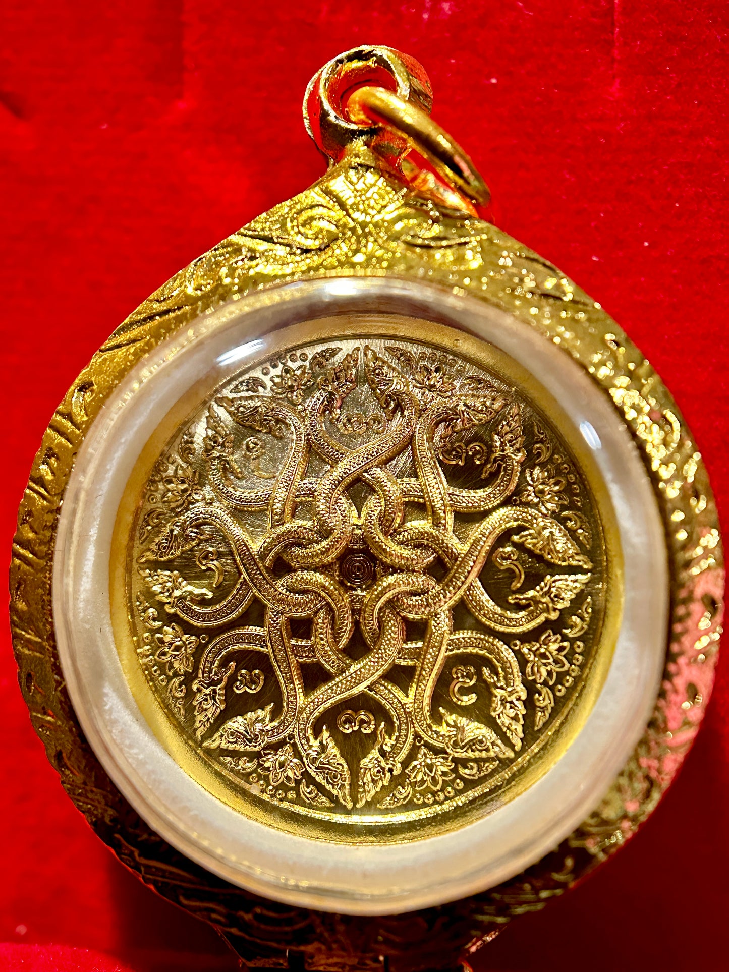 Buddha & Entwined Naga Guardian Amulet (Wat Phra Singh, Chiang Mai)
