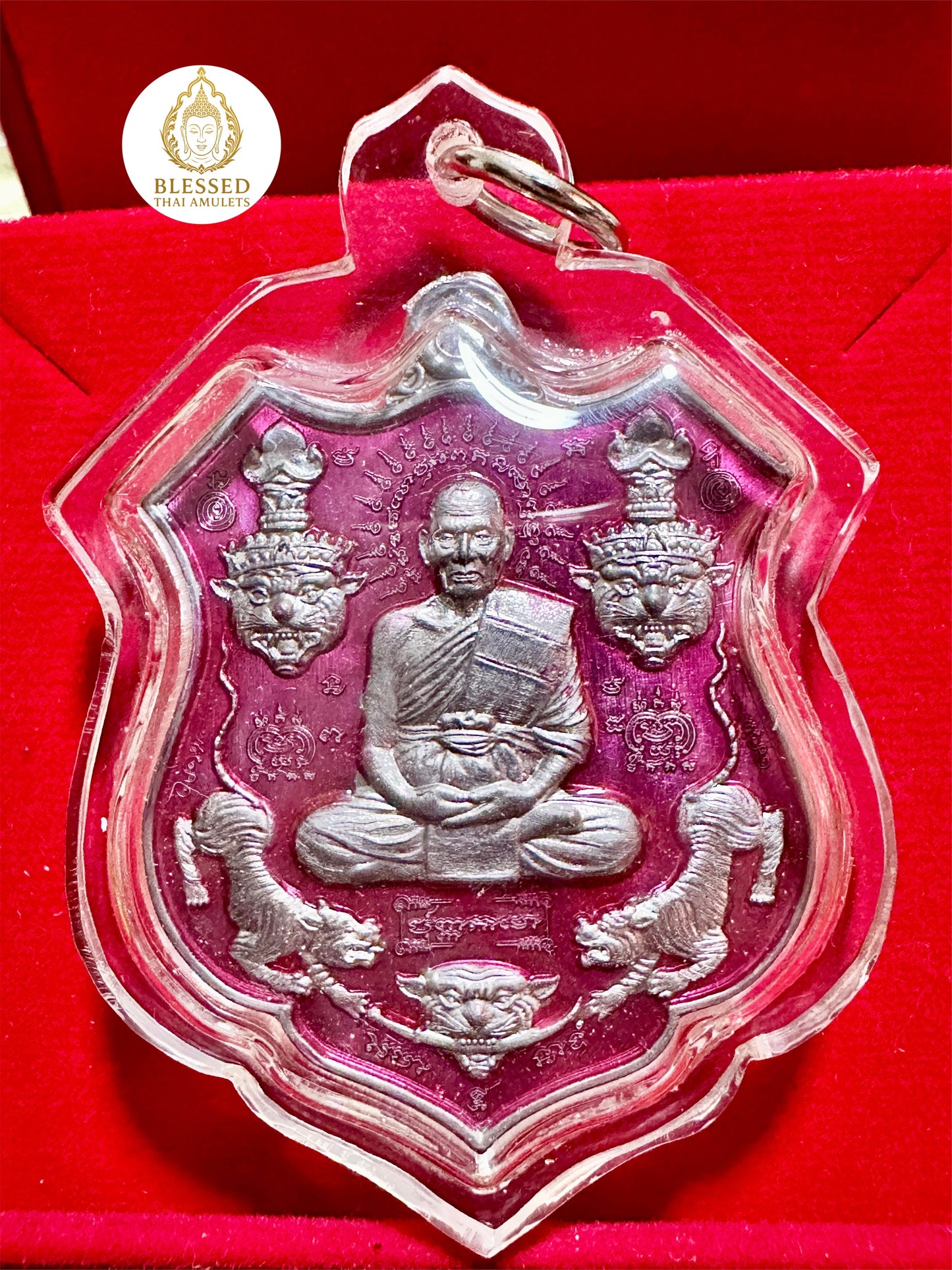 Luang Phor Phat & Tiger-Headed Lersi (Pink)