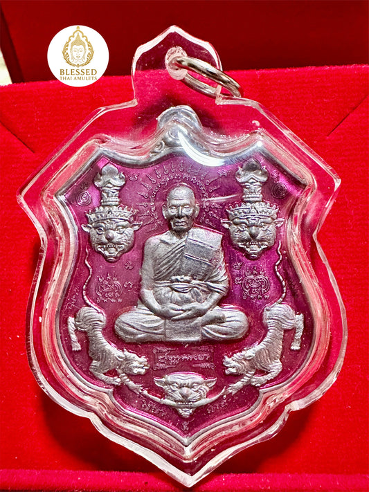 Luang Phor Phat & Tiger-Headed Lersi (Pink)