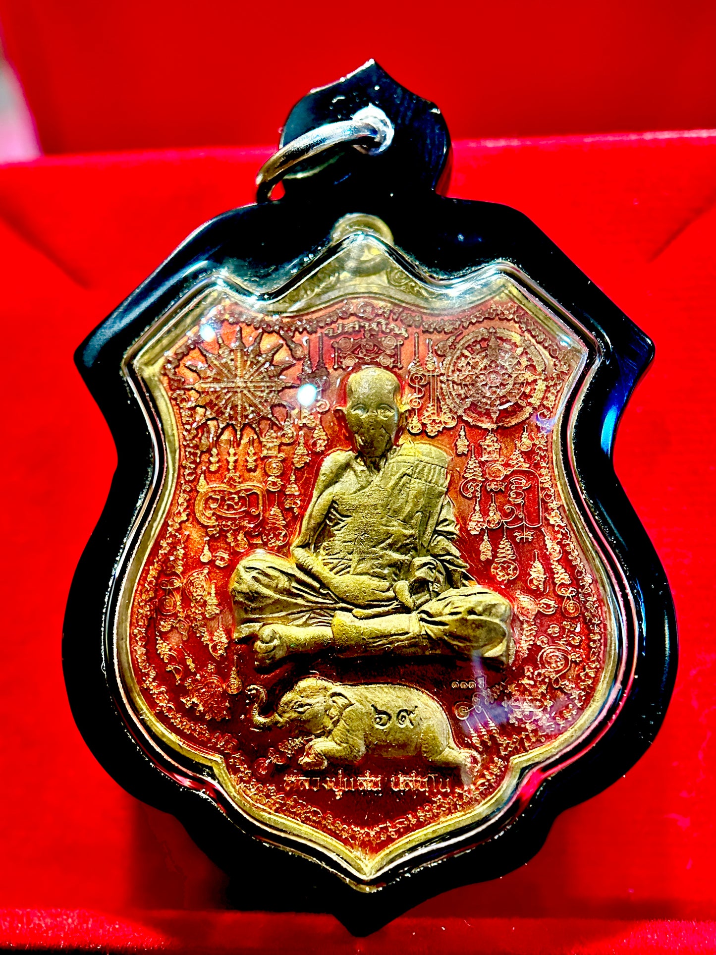 Sacred Elephant Amulet (Red-Gold)