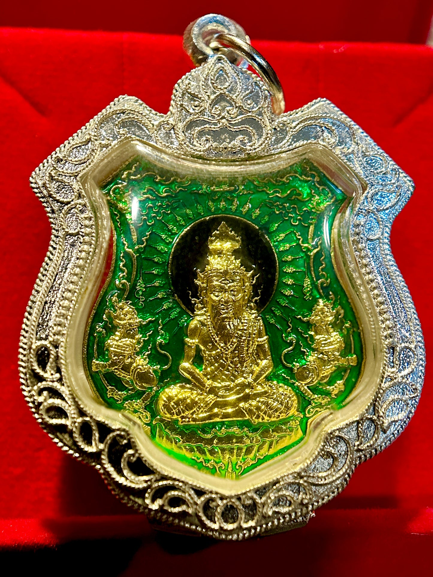 Lersi & Twin Singha • Hanuman Guardian Amulet (Emerald & Gold Edition)