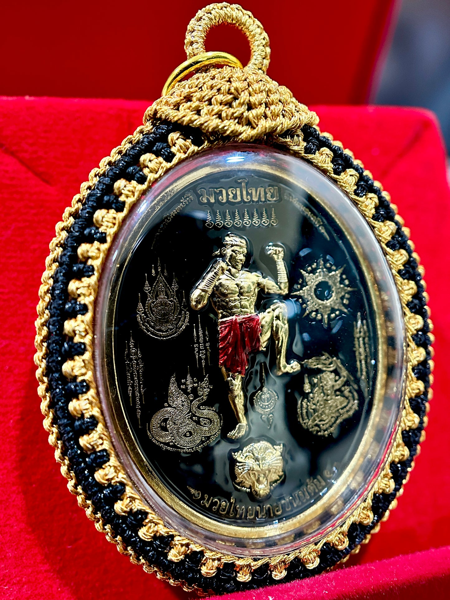 Nai Khanom Tom Signature Amulet (Black & Gold Woven Case)