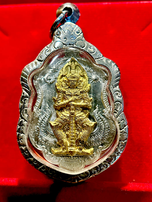 Tao Wessuwan & Rahu Silver-Gold Guardian Amulet