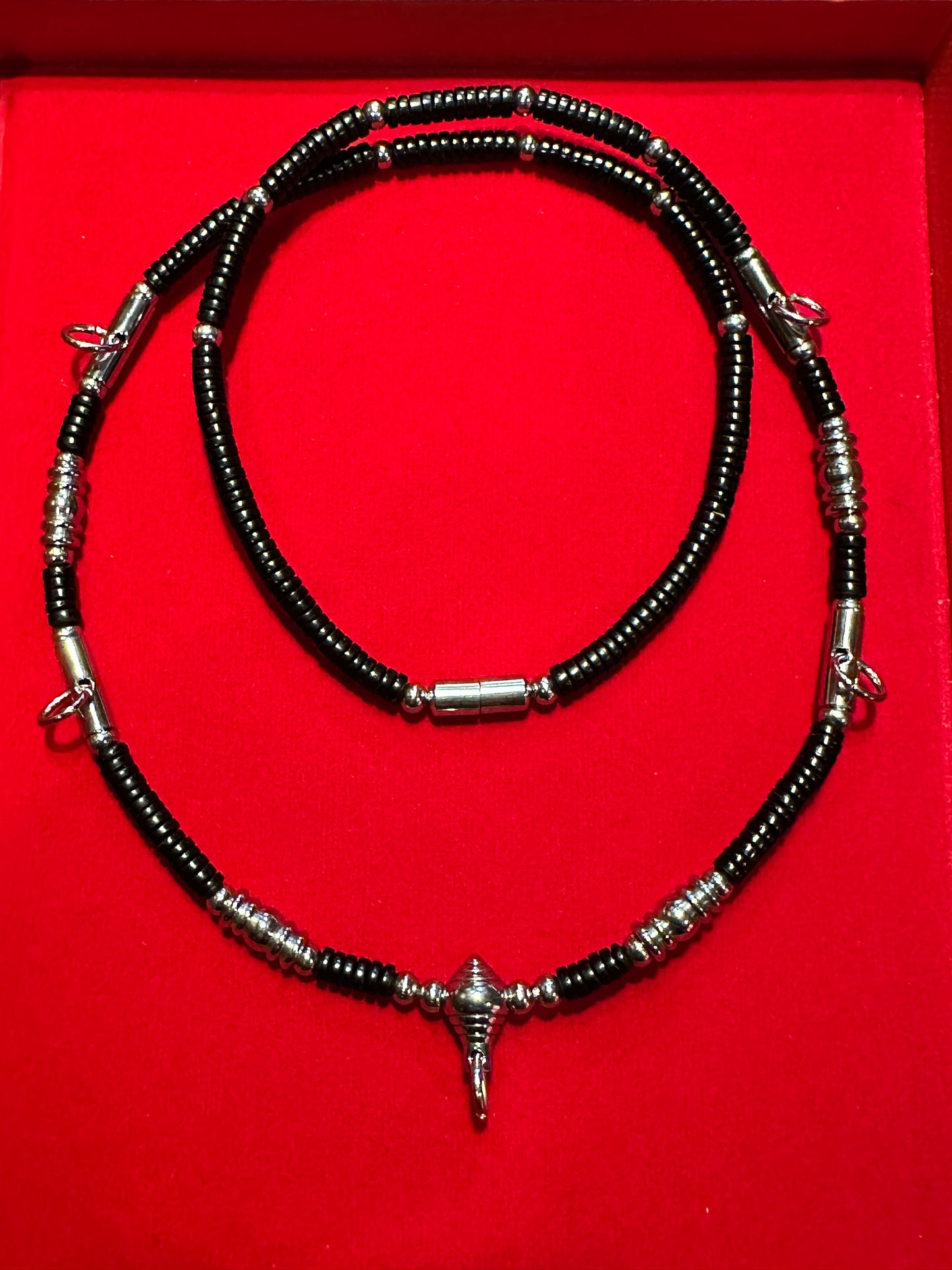 Protection 5-Amulet Necklace (Black & Silver)