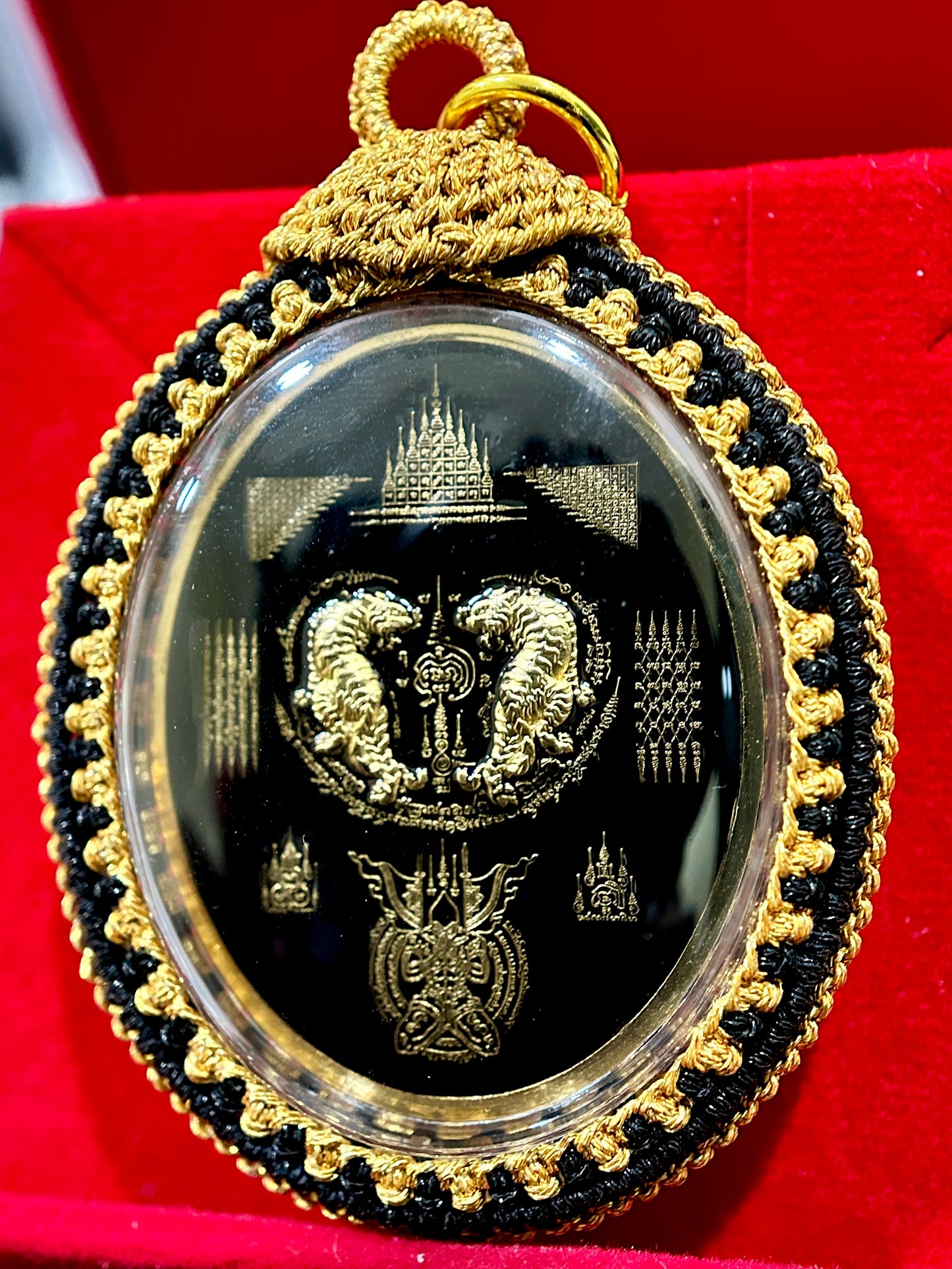 Nai Khanom Tom Signature Amulet (Black & Gold Woven Case)