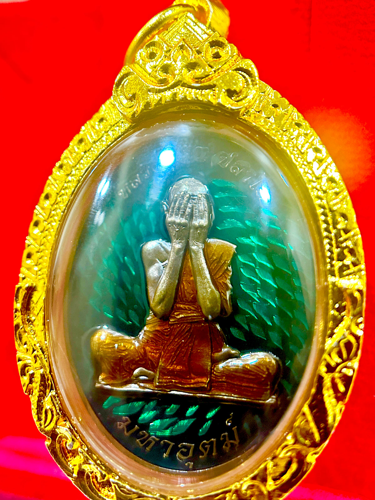 Luang Pu Fan Maha Udom – Sacred Protection (Green & Gold)