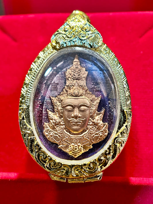 Tao Wessuwan & Phra Phrom Protection Amulet (Purple)