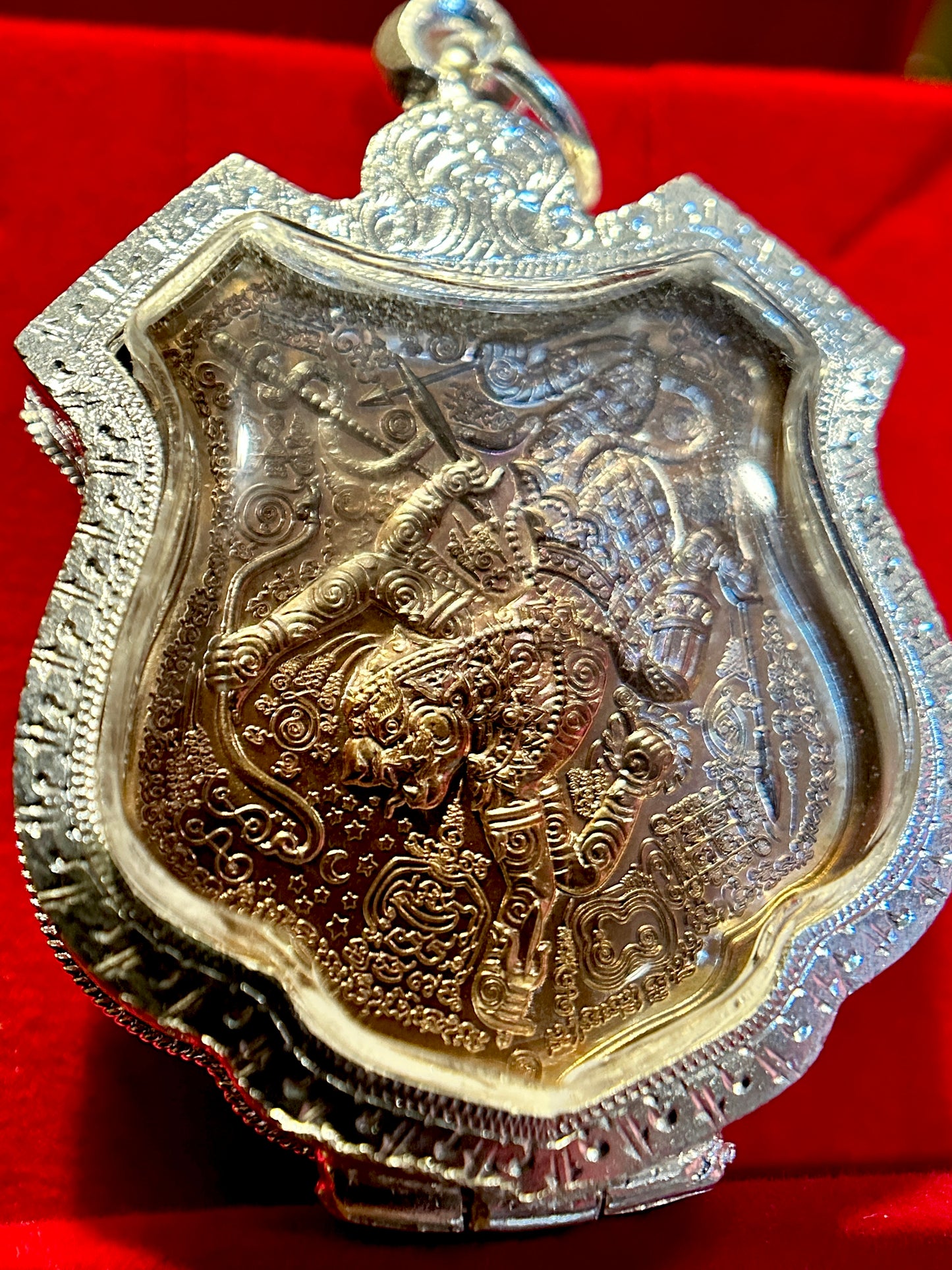 Bronze Monk & Four-Armed Hanuman Protection Amulet
