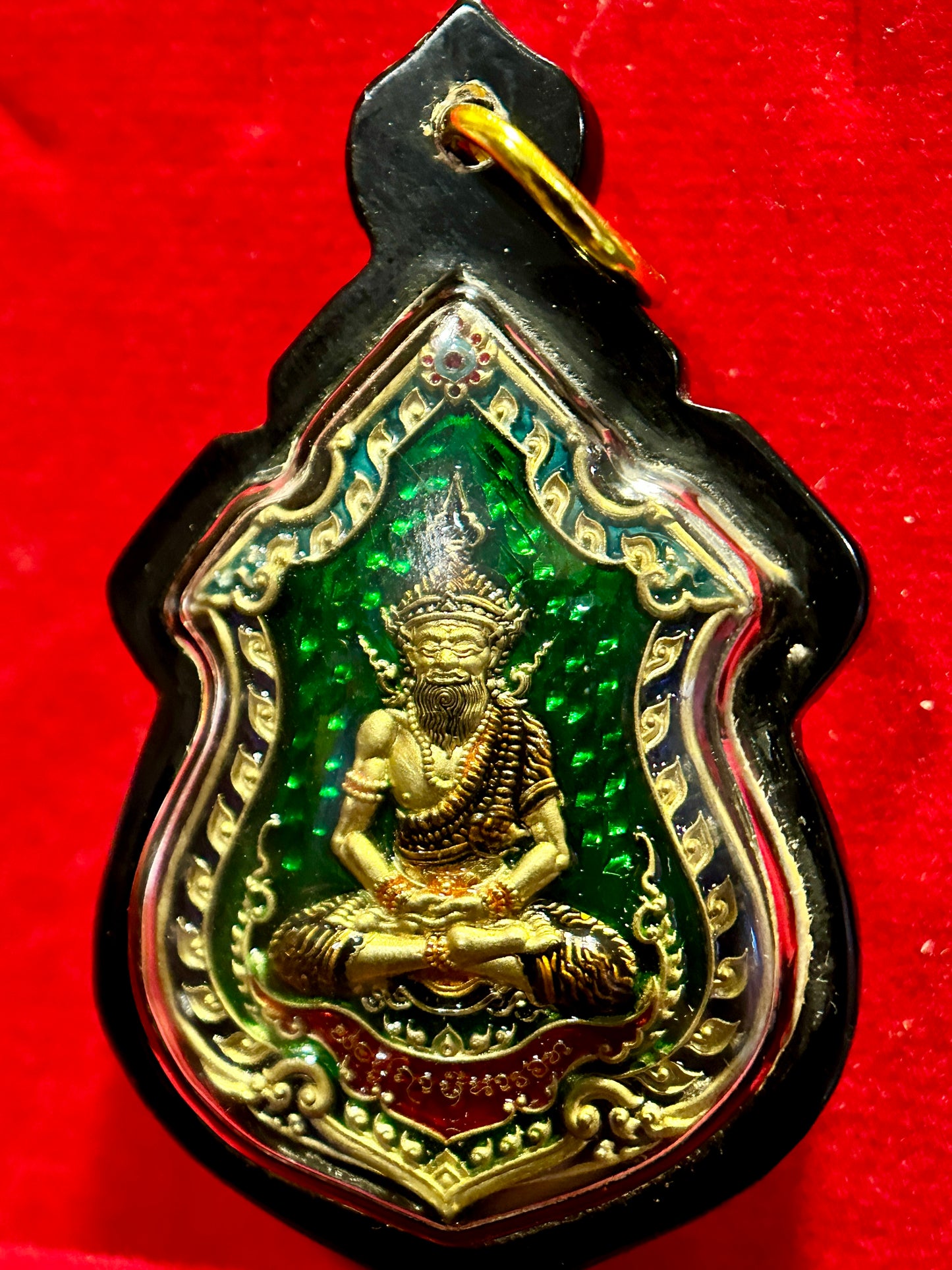 Lersi Ta Fai & Hanuman Riding Singha (Green & Gold)